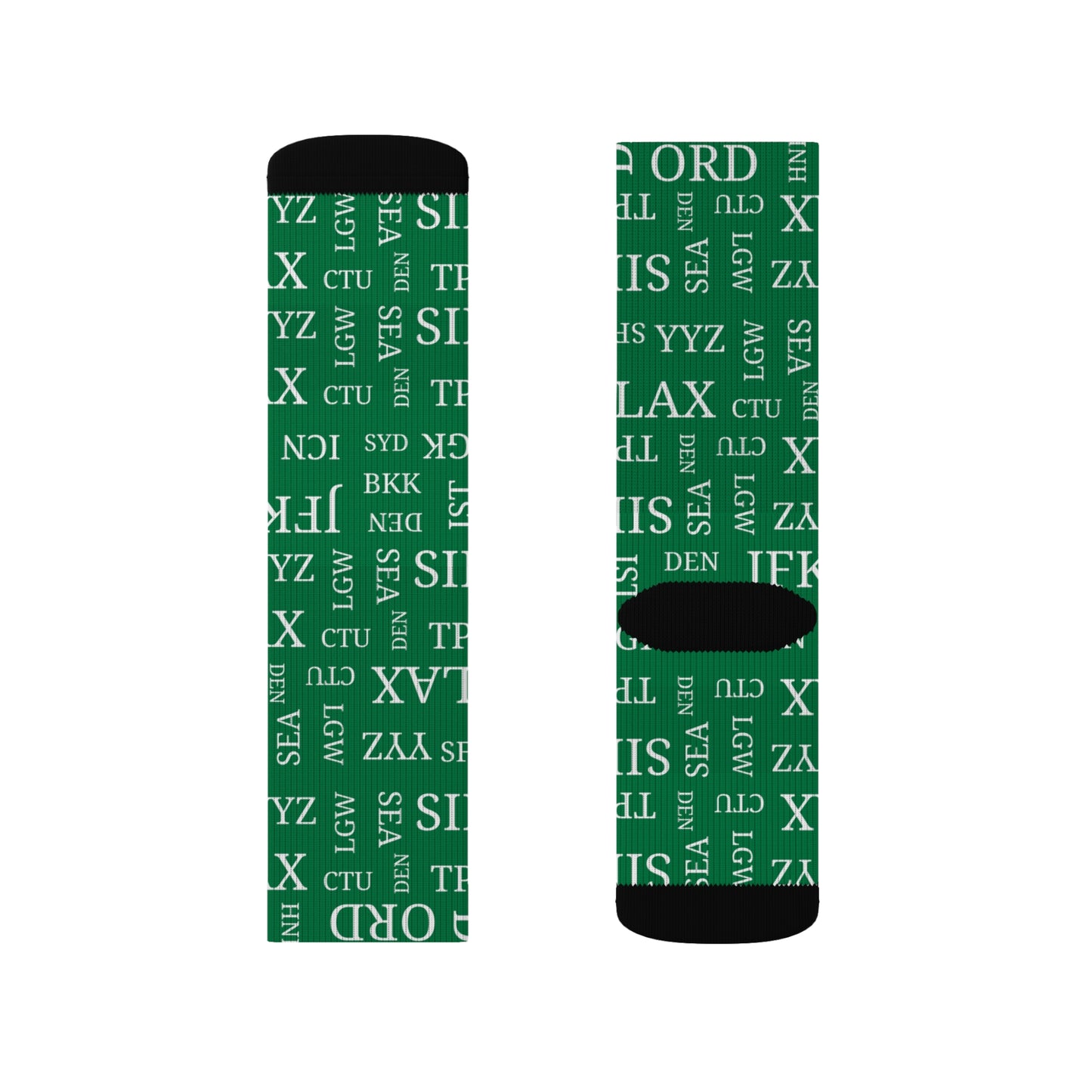 Conversation Starting Cushy Travel Socks With Airport Code Pattern