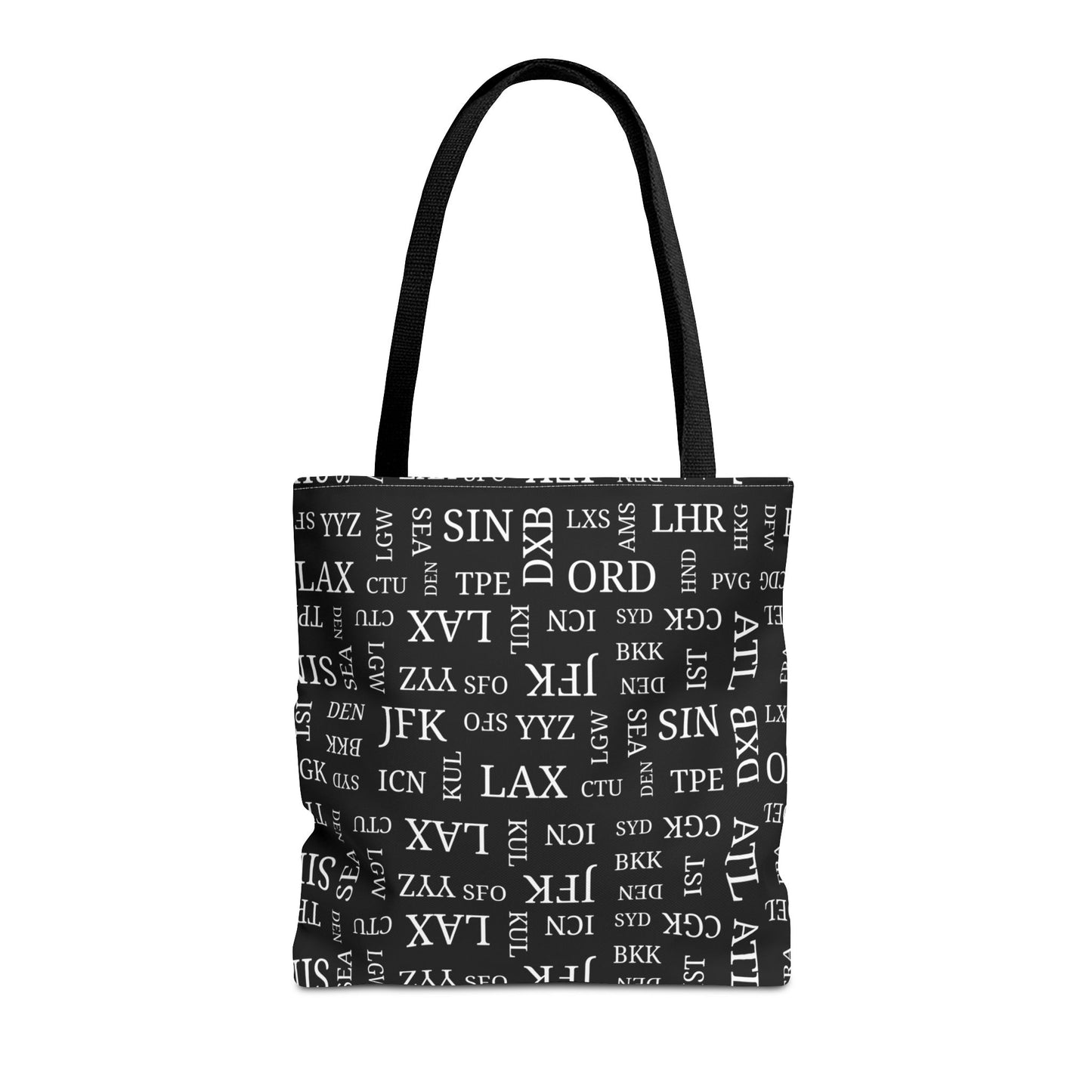 Black, Airport Code Designer Tote Bag Accessory for Travel Lovers