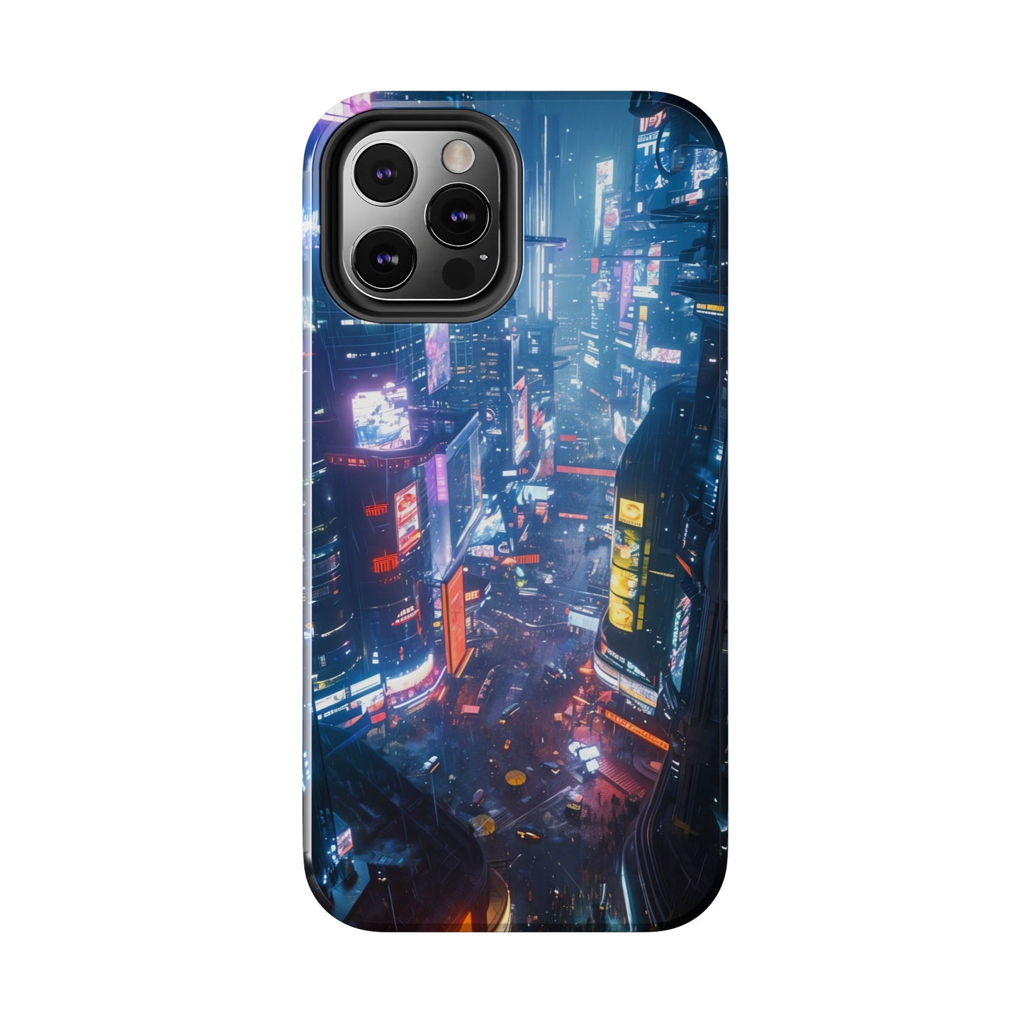 Cyberpunk Tall City, Dystopian Cyberpunk themed Phone Case with Lofi Aesthetic and Robotic Vaporwave Endless Landscape