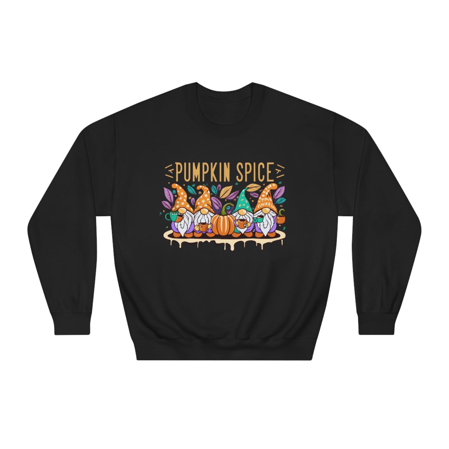 Halloween Gnomes Fall Sweatshirt, Gnomes Drinking Pumpkin Spice Coffee in Autumn, Halloween Costume Sweatshirt