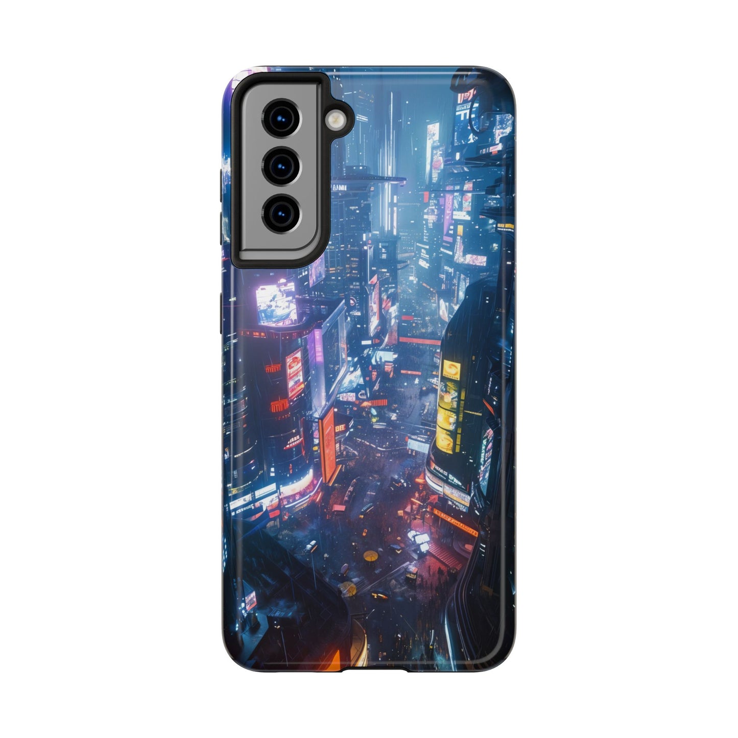 Cyberpunk Tall City, Dystopian Cyberpunk themed Phone Case with Lofi Aesthetic and Robotic Vaporwave Endless Landscape