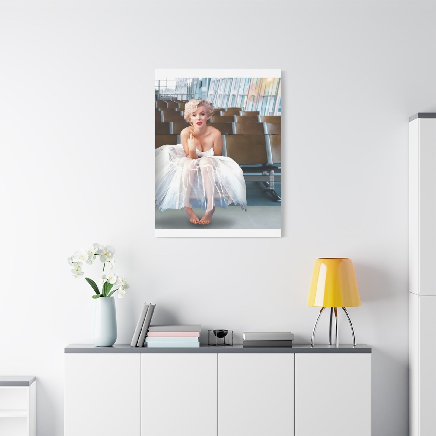 Marilyn Monroe Ballerina at an International Airport Terminal, Matte Canvas, Stretched (Kiss Hug Five)