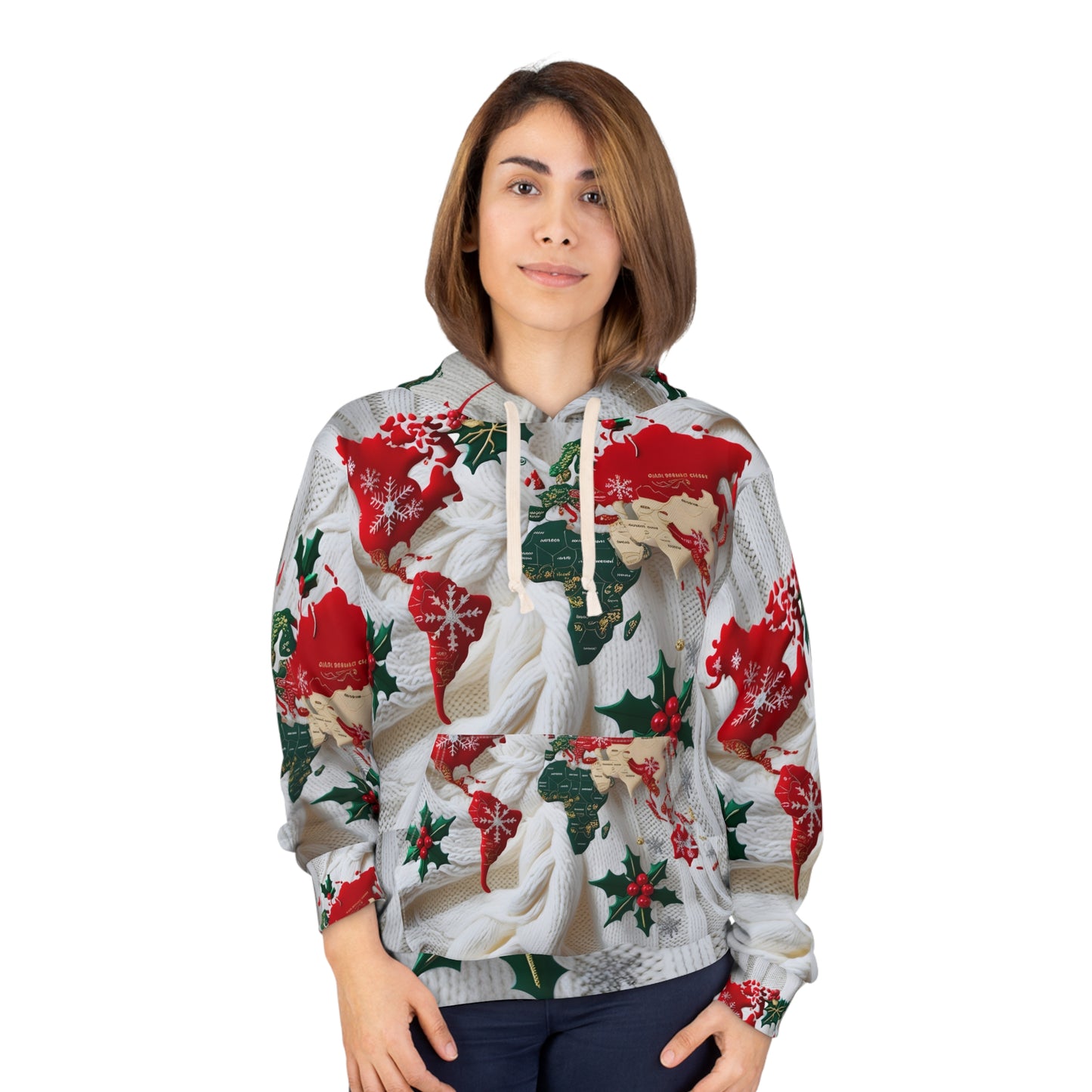 Pullover Hoodie Sweatshirt with Ugly Christmas Sweater Knitted Design #2