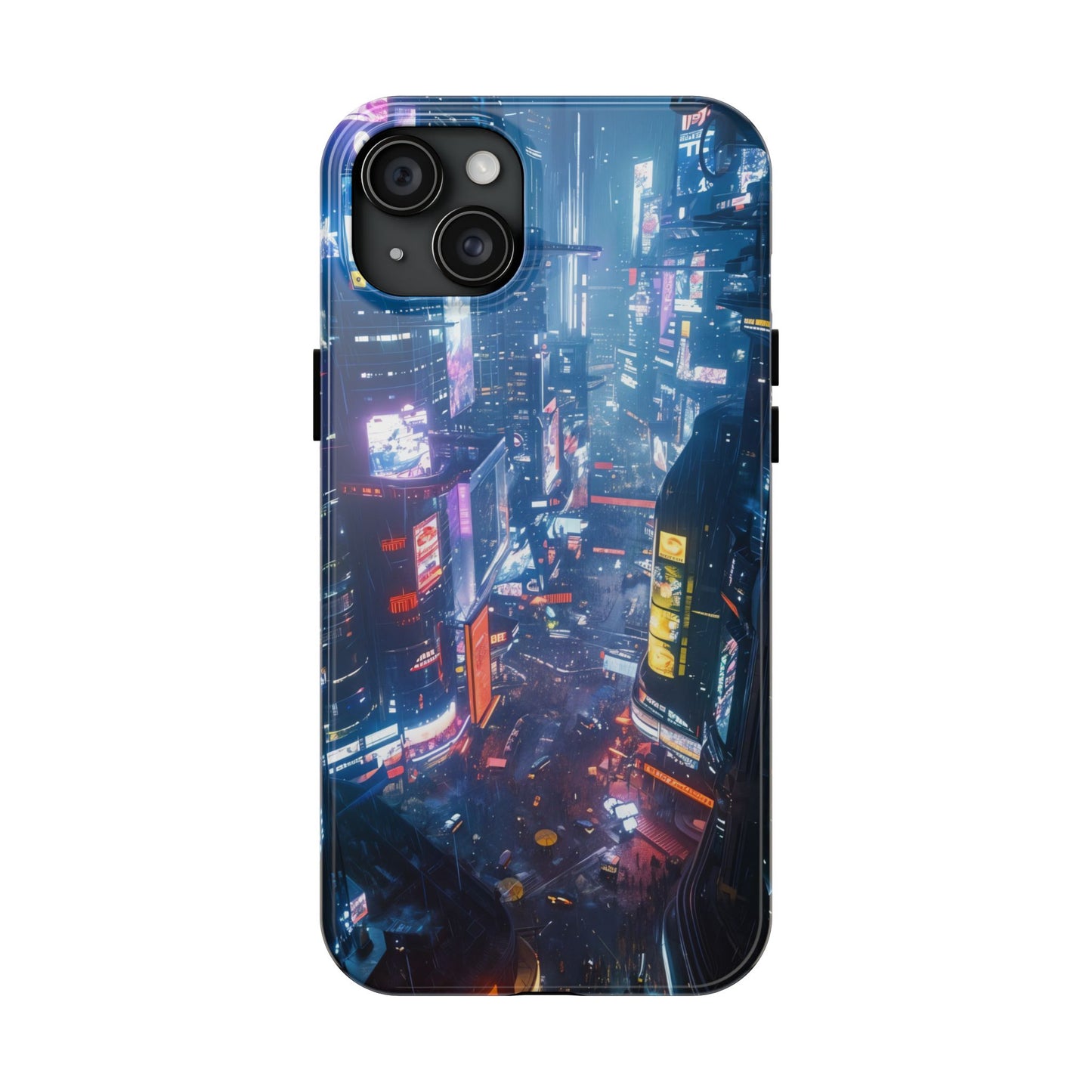 Cyberpunk Tall City, Dystopian Cyberpunk themed Phone Case with Lofi Aesthetic and Robotic Vaporwave Endless Landscape