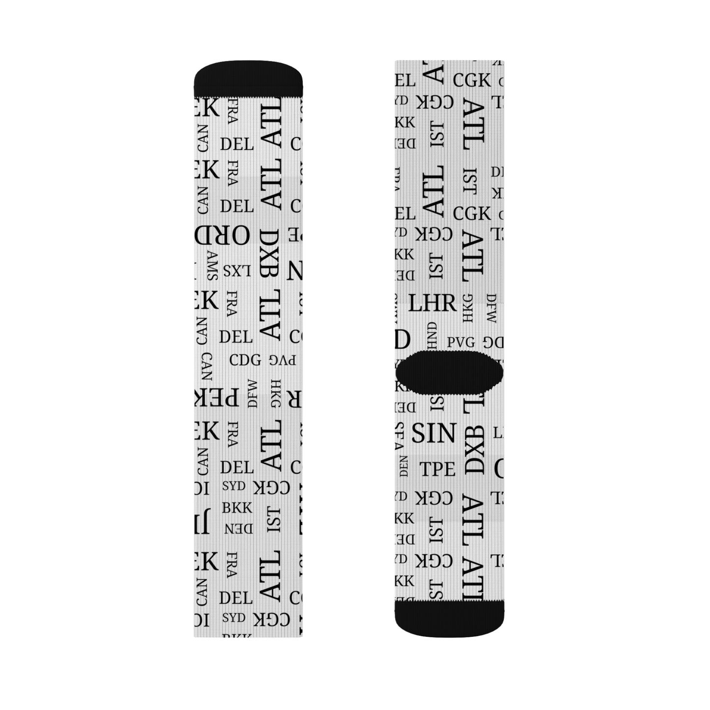 Conversation Starting Cushy Travel Socks With Airport Code Pattern