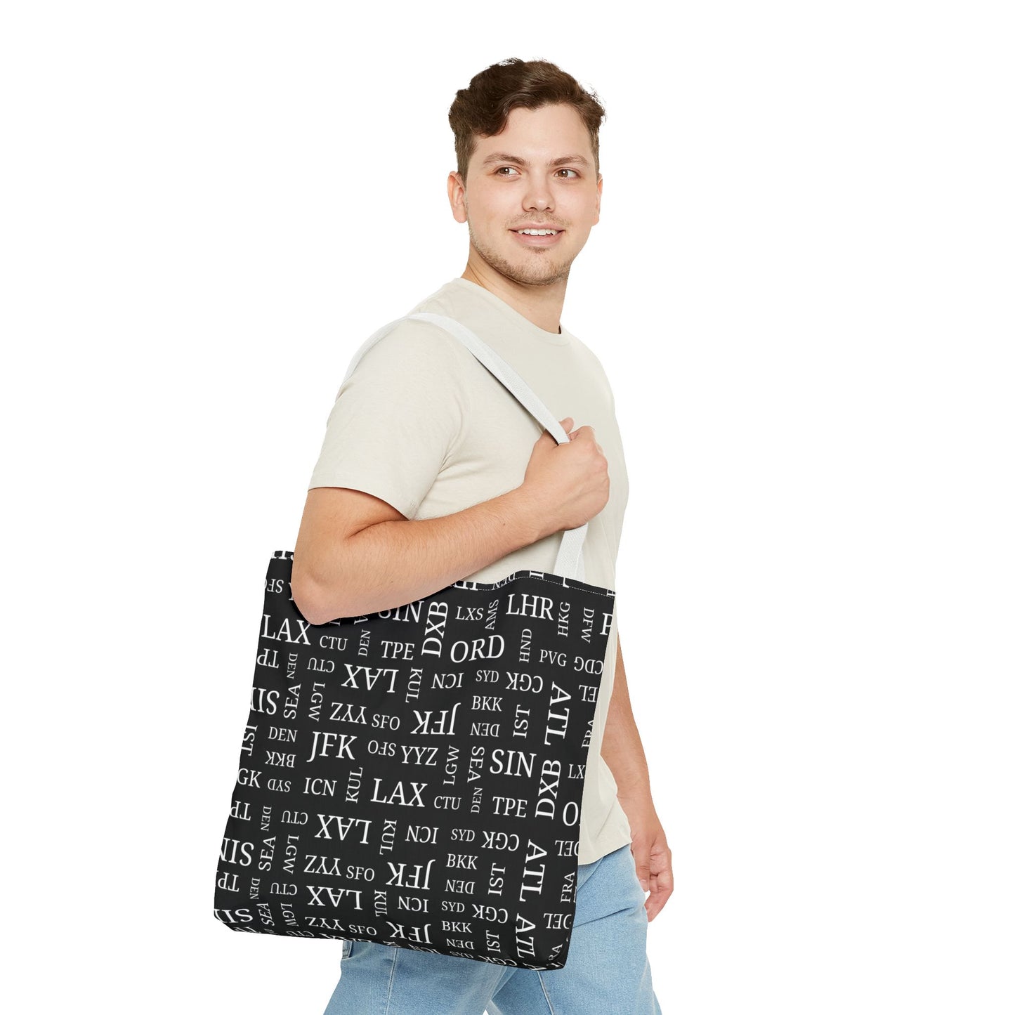 Black, Airport Code Designer Tote Bag Accessory for Travel Lovers