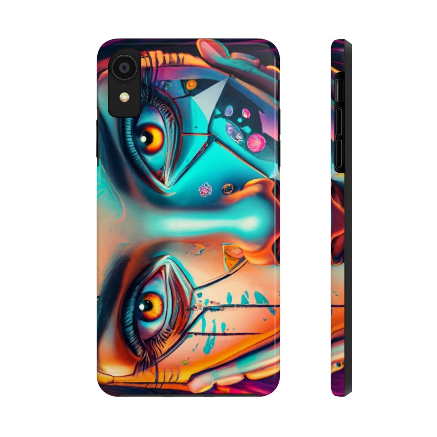 Cybergirl, Dystopian Cyberpunk themed Phone Case with Lofi Aesthetic and Robotic Vaporwave Feel