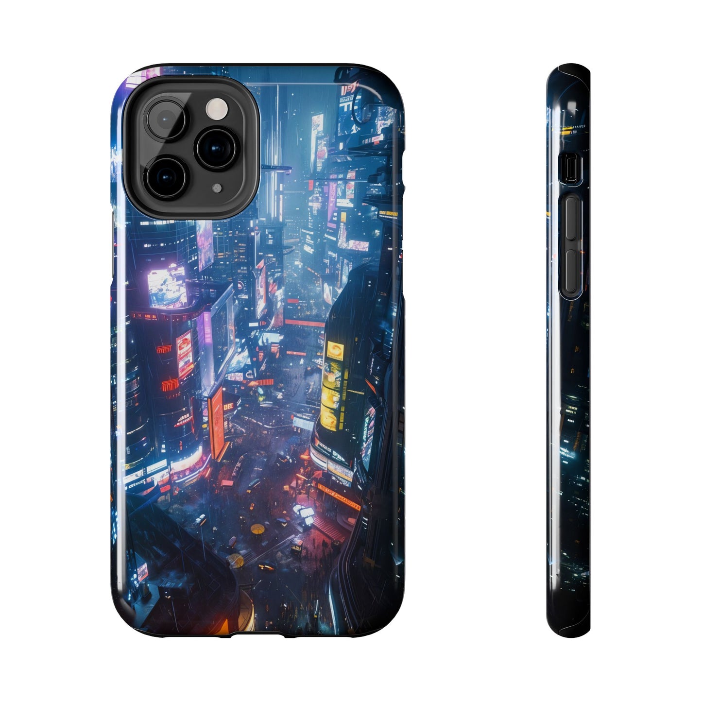 Cyberpunk Tall City, Dystopian Cyberpunk themed Phone Case with Lofi Aesthetic and Robotic Vaporwave Endless Landscape