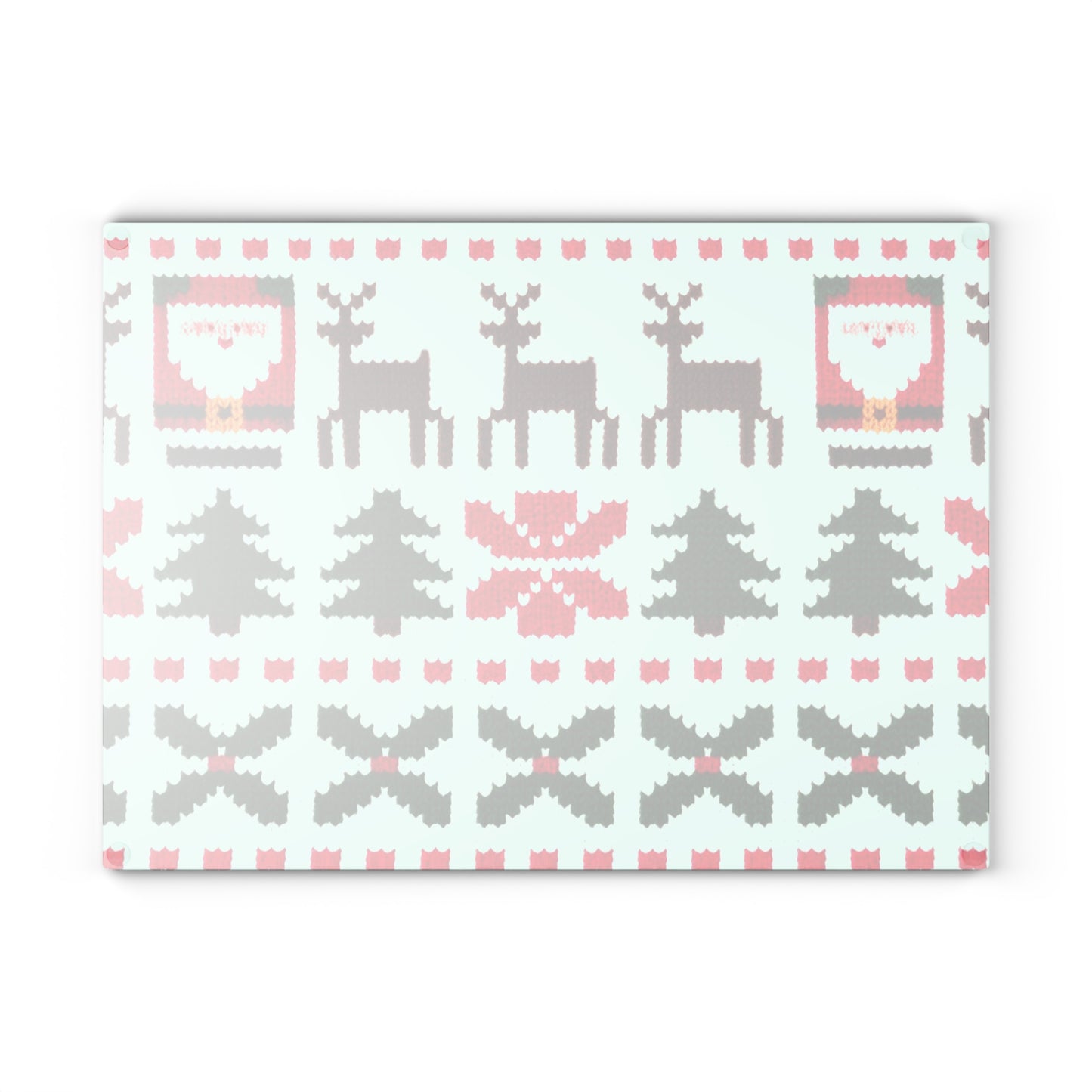 Glass Cutting Board with Ugly Christmas Sweater Knit Pattern #3