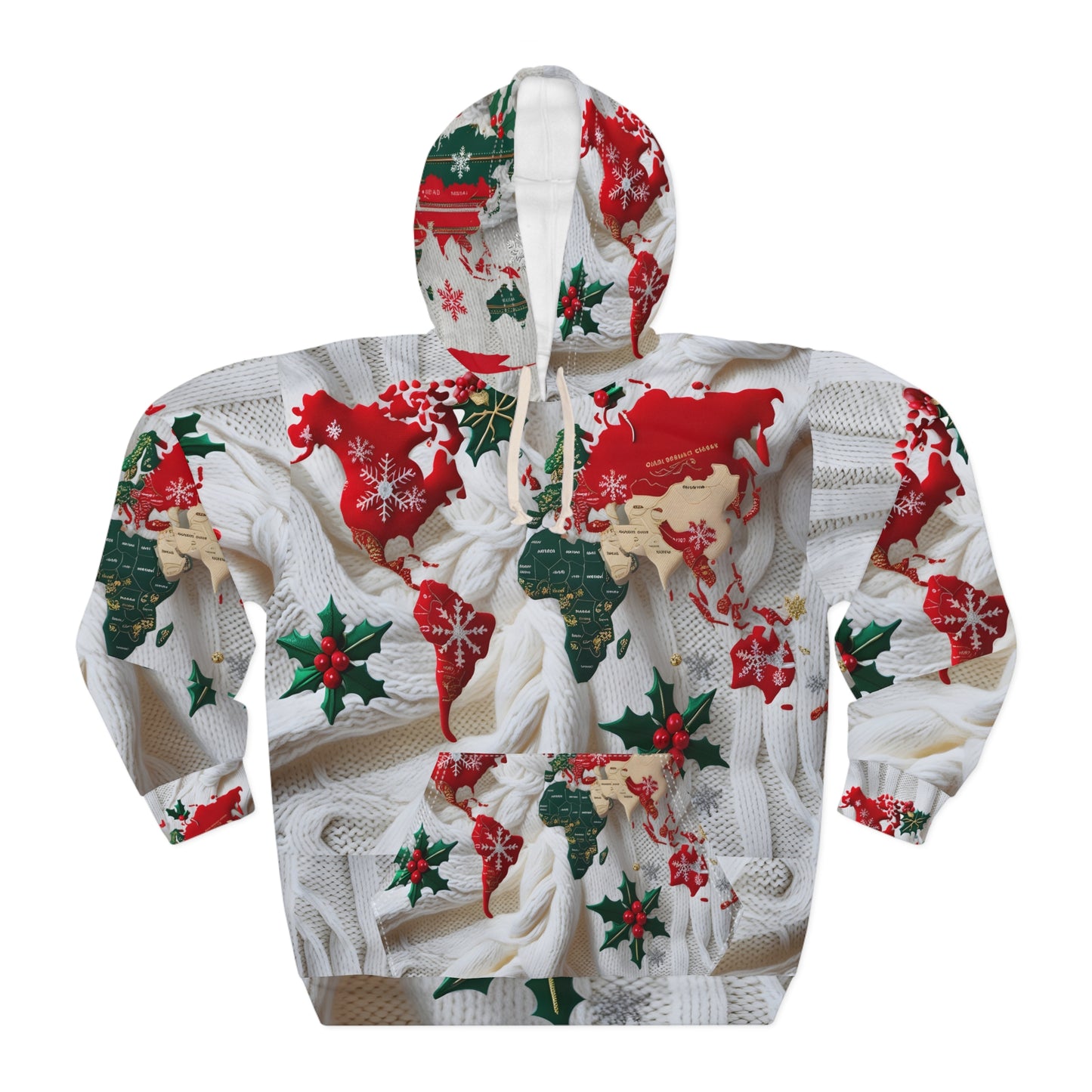 Pullover Hoodie Sweatshirt with Ugly Christmas Sweater Knitted Design #2