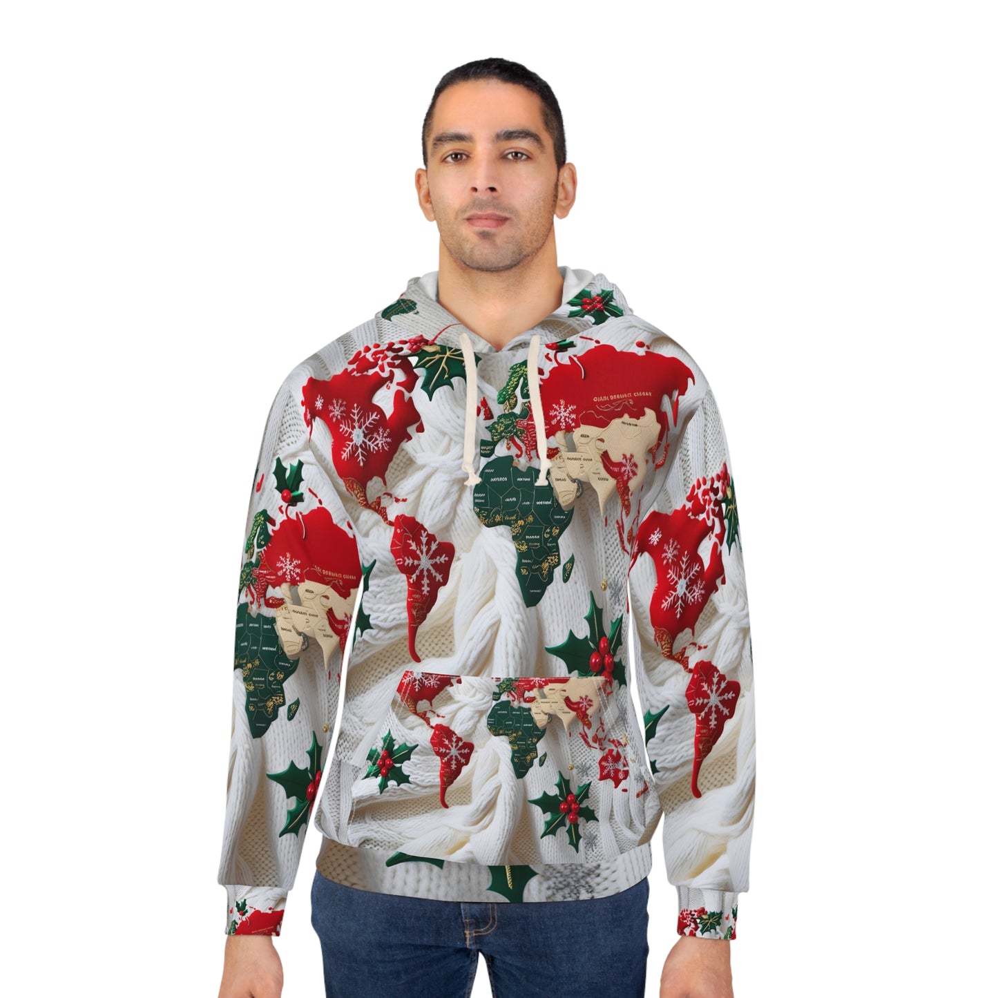 Pullover Hoodie Sweatshirt with Ugly Christmas Sweater Knitted Design #2