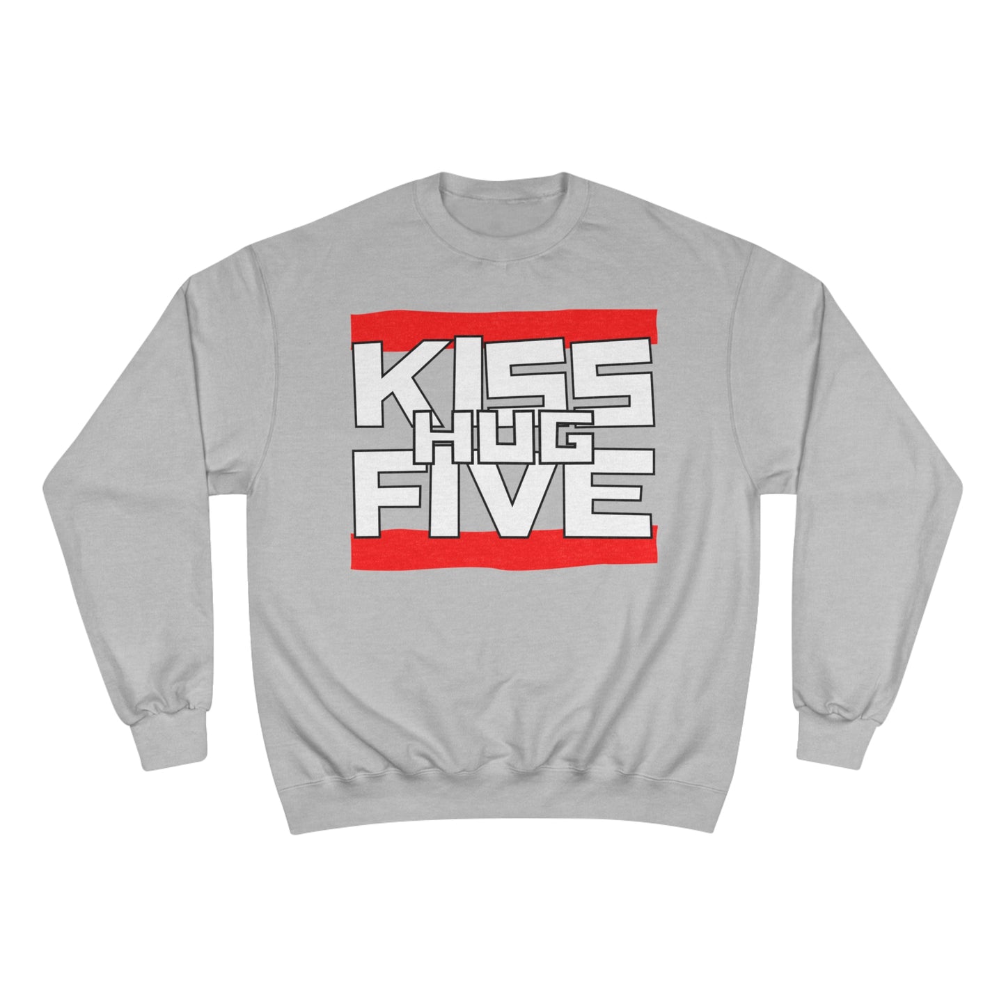 Premium Champion Sweatshirt by KissHugFive Design, Colorful Logo and Front & Back Printing