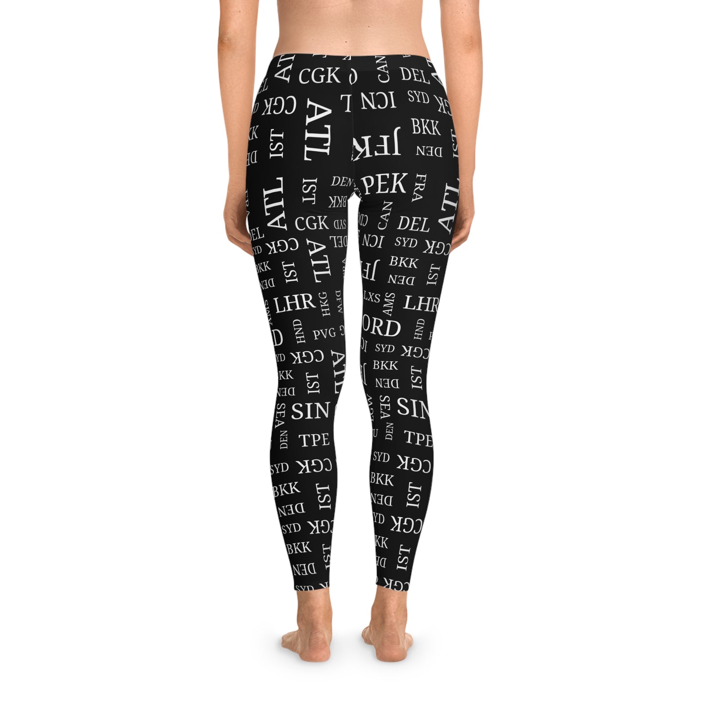 Airport Code Leggings for Travel Lovers (Black)