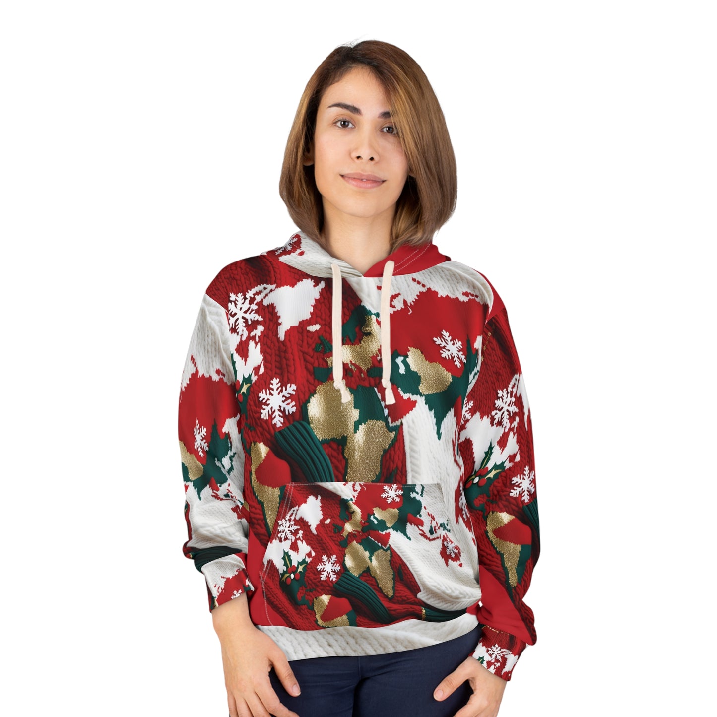 Pullover Hoodie Sweatshirt with Ugly Christmas Sweater Knitted Design #3