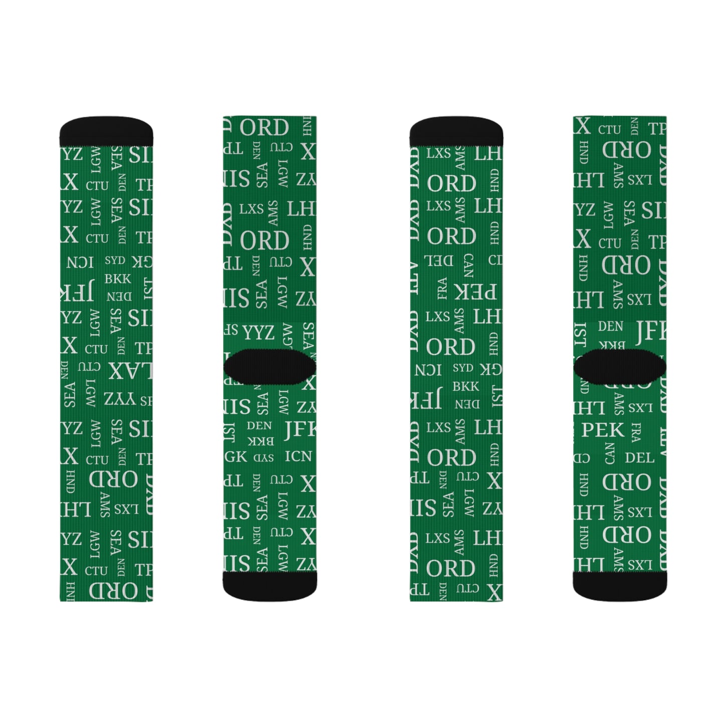 Conversation Starting Cushy Travel Socks With Airport Code Pattern