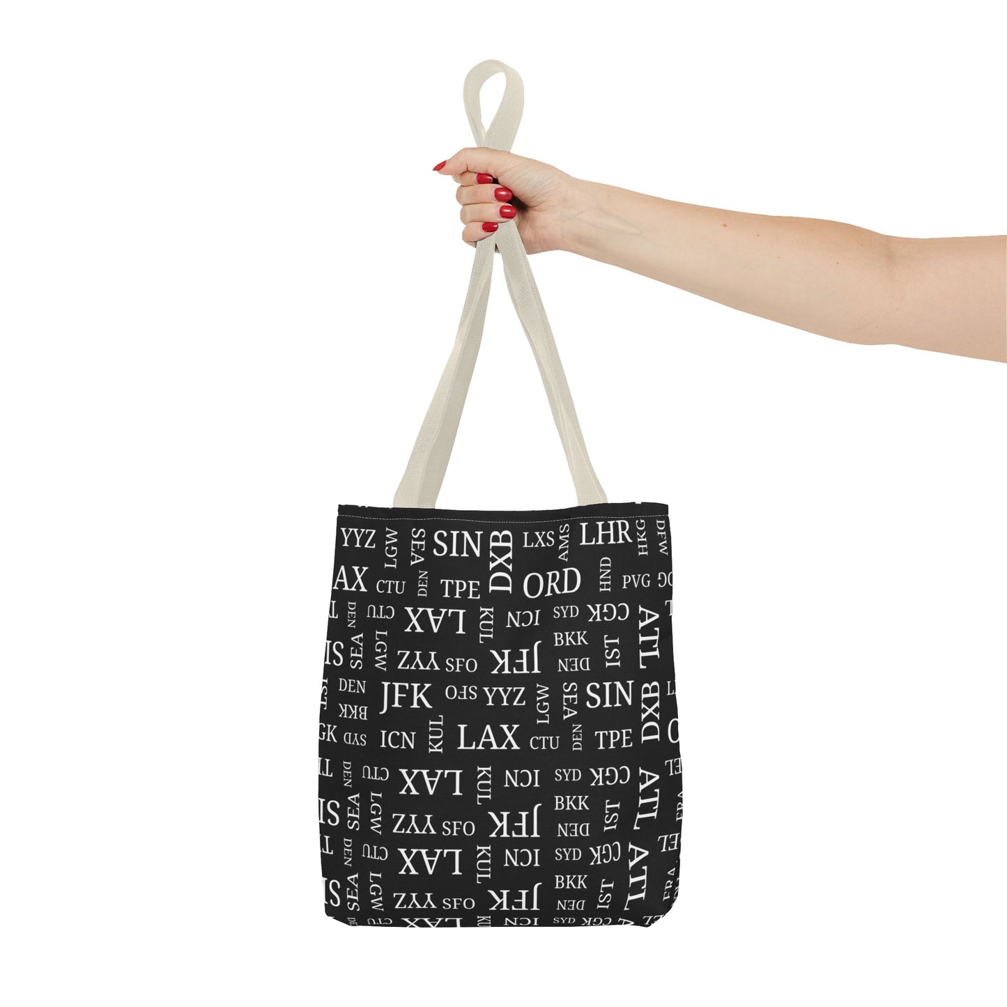 Black, Airport Code Designer Tote Bag Accessory for Travel Lovers