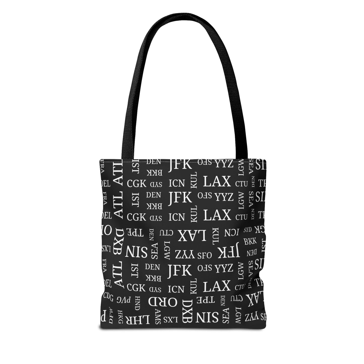 Black, Airport Code Designer Tote Bag Accessory for Travel Lovers