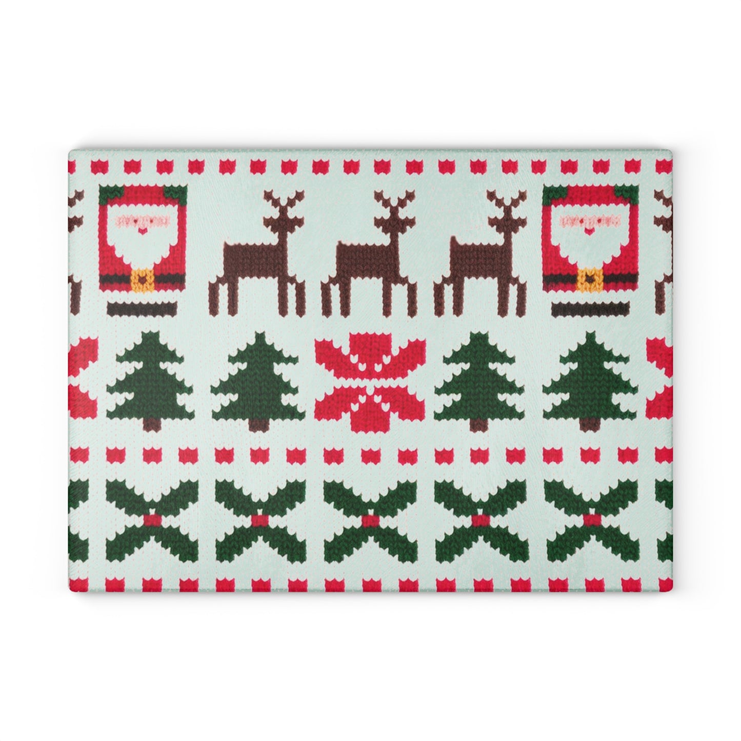 Glass Cutting Board with Ugly Christmas Sweater Knit Pattern #3