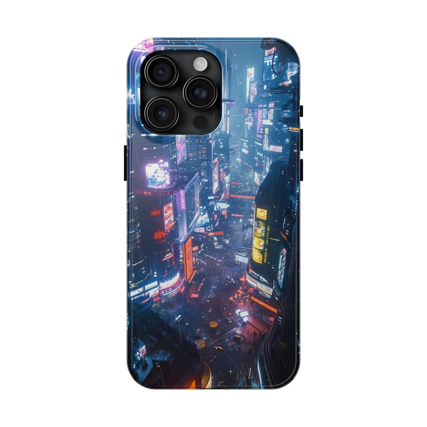 Cyberpunk Tall City, Dystopian Cyberpunk themed Phone Case with Lofi Aesthetic and Robotic Vaporwave Endless Landscape