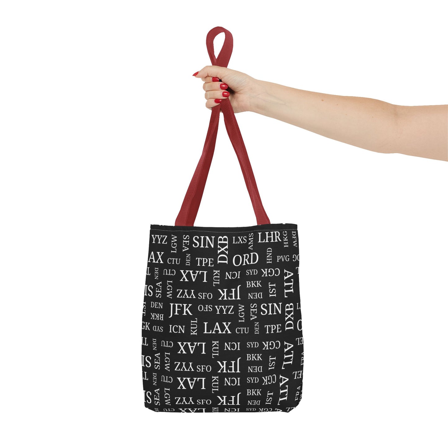 Black, Airport Code Designer Tote Bag Accessory for Travel Lovers