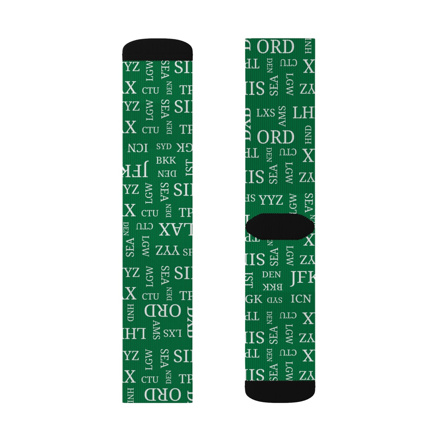 Conversation Starting Cushy Travel Socks With Airport Code Pattern