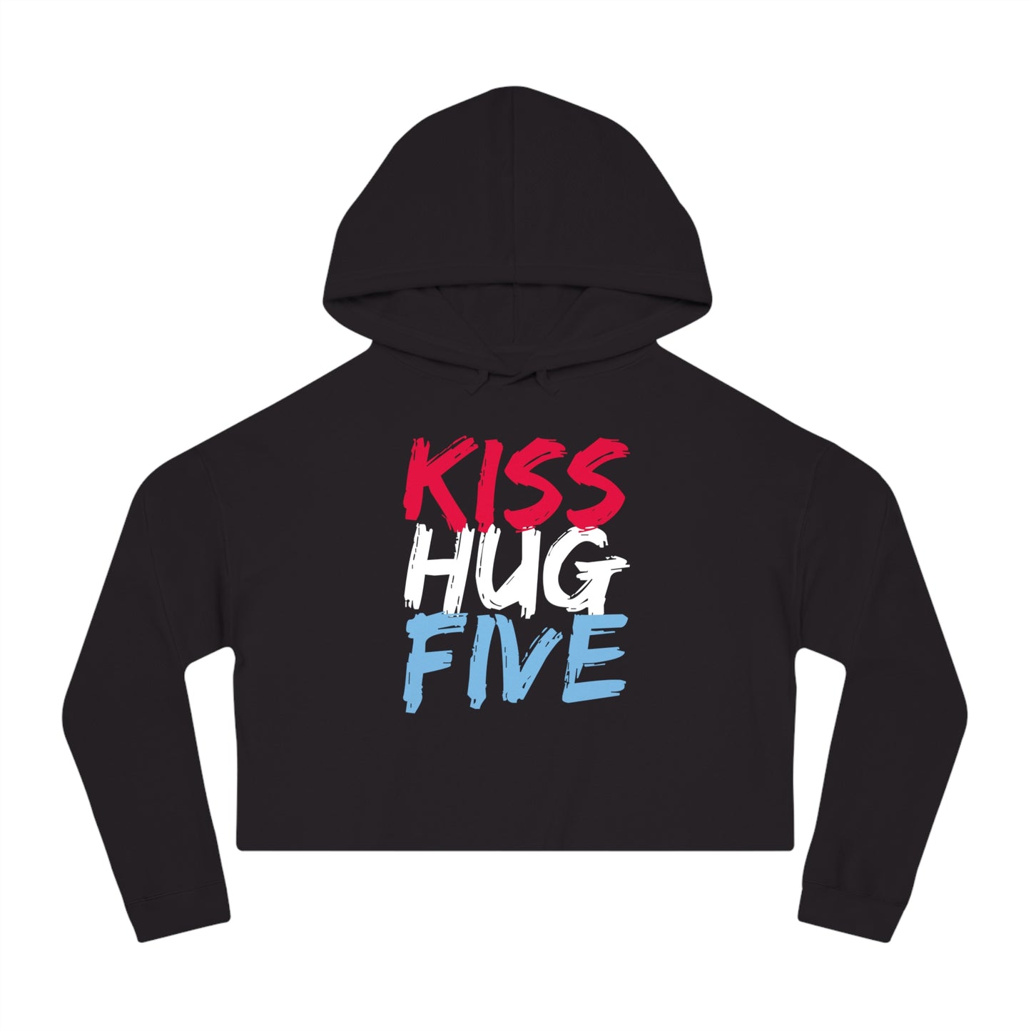 KissHugFive Premium Women’s Cropped Hooded Sweatshirt with Front and Back Printing