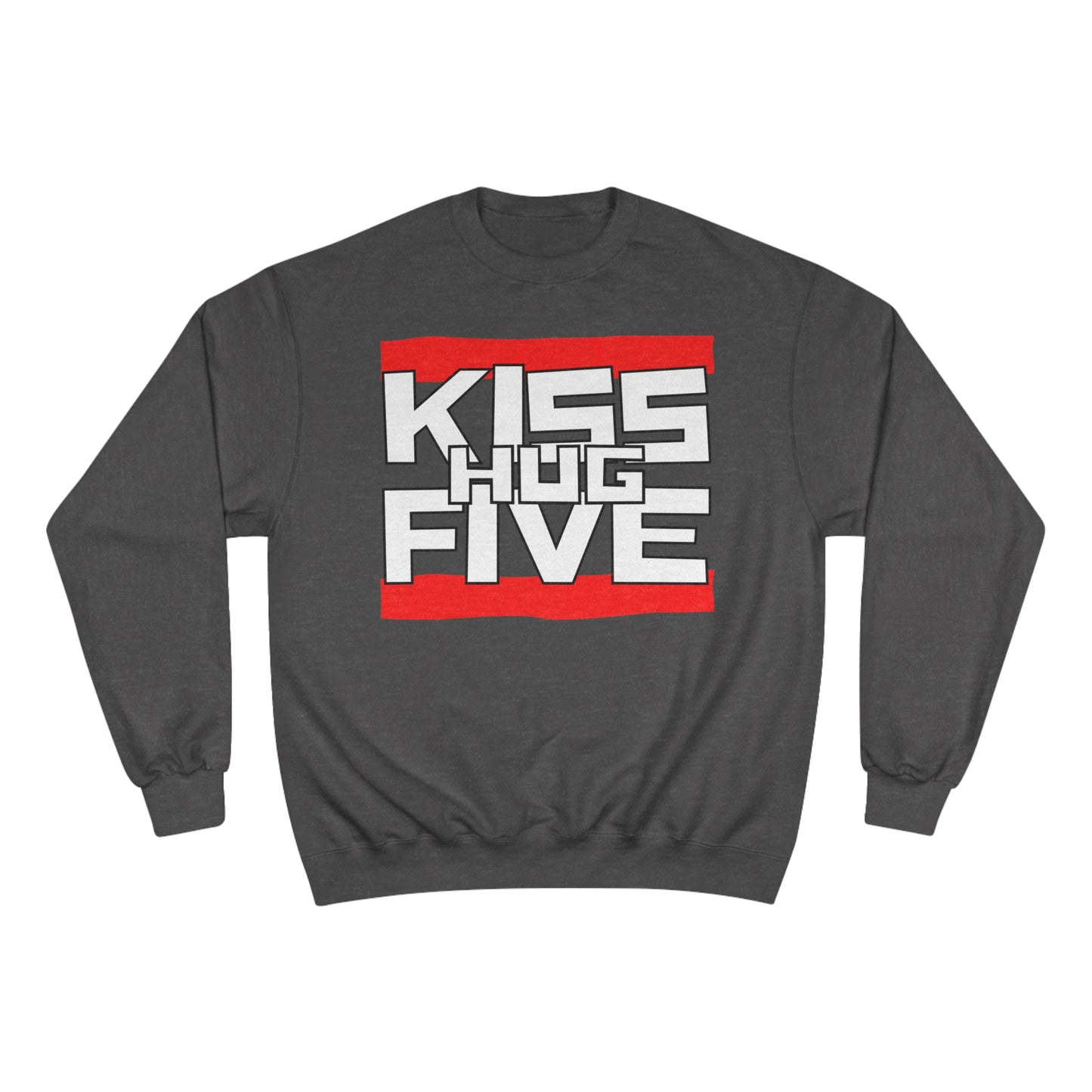 Premium Champion Sweatshirt by KissHugFive Design, Colorful Logo and Front & Back Printing