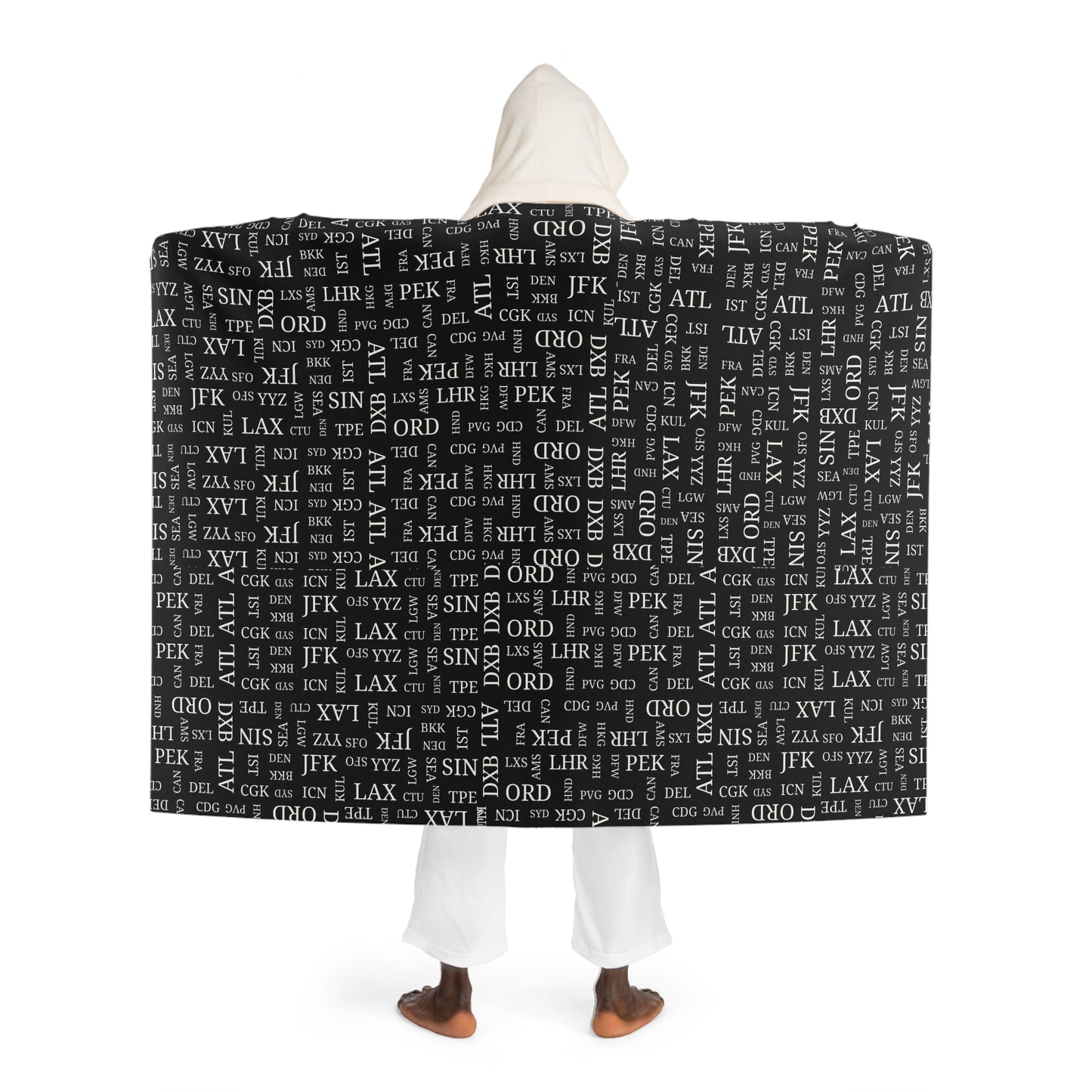 Hooded Sherpa Fleece Blanket - Airport Code Design Home or Travel