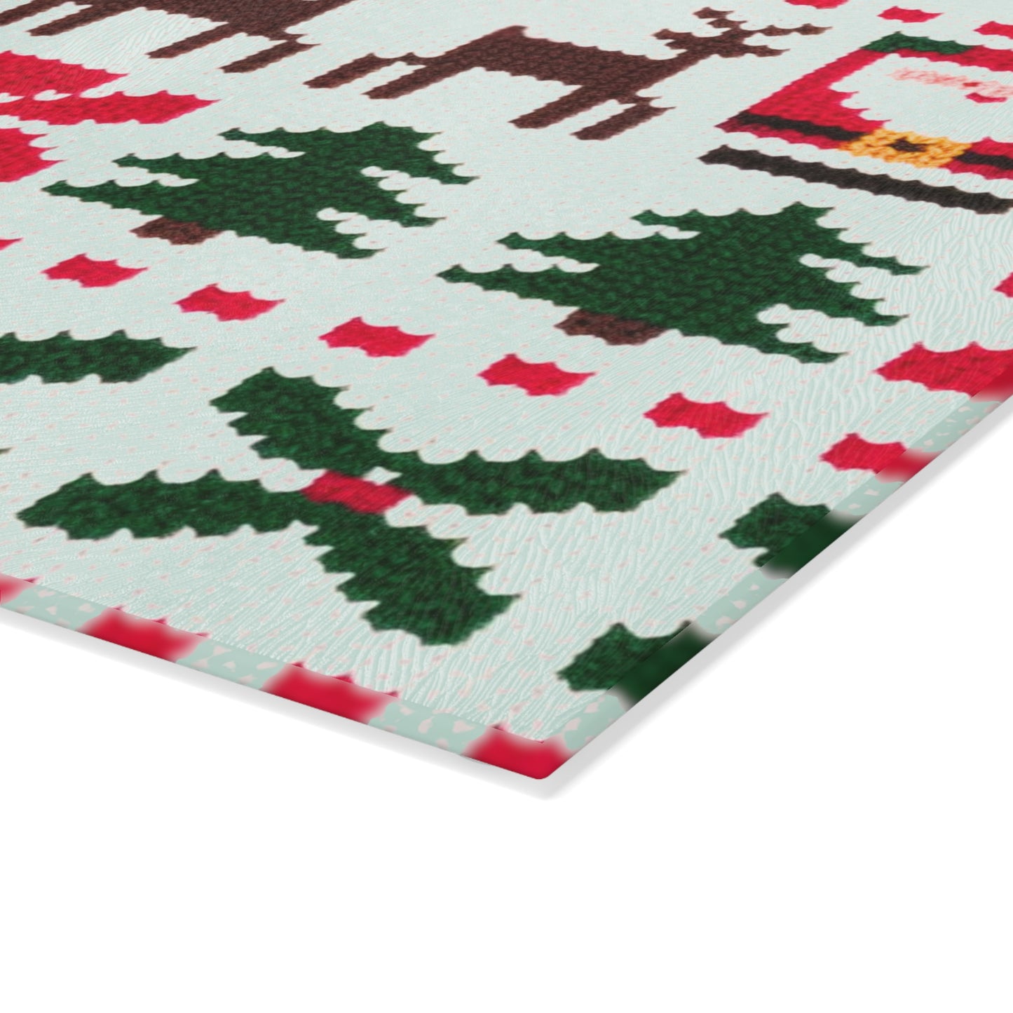 Glass Cutting Board with Ugly Christmas Sweater Knit Pattern #3