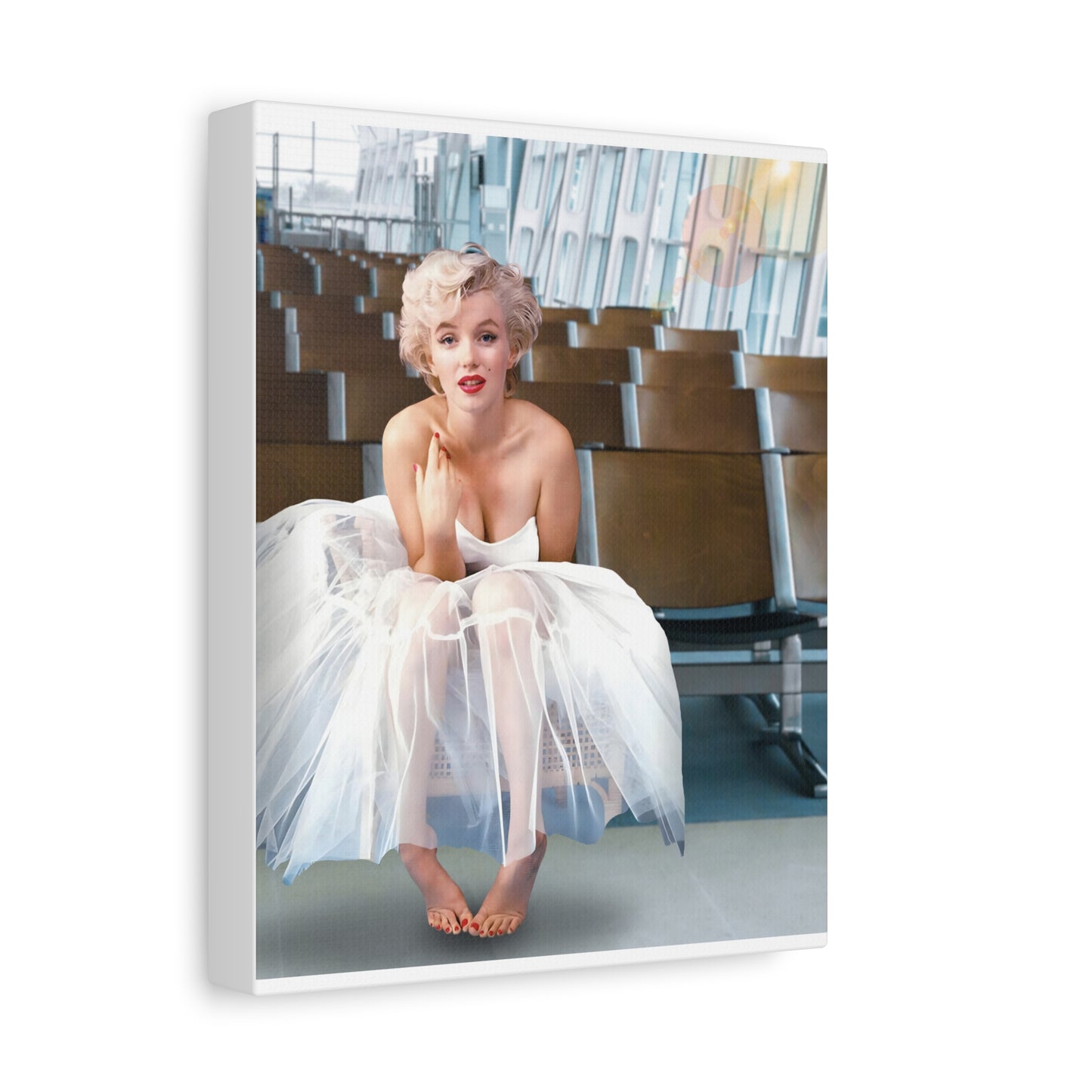 Marilyn Monroe Ballerina at an International Airport Terminal, Matte Canvas, Stretched (Kiss Hug Five)