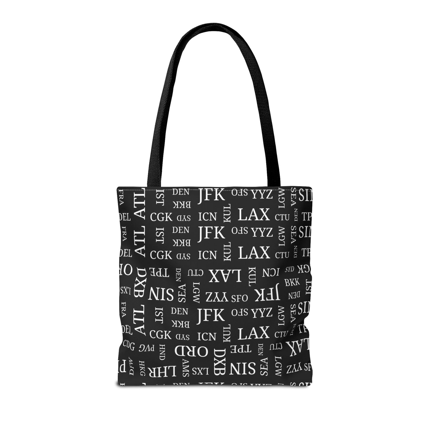 Black, Airport Code Designer Tote Bag Accessory for Travel Lovers