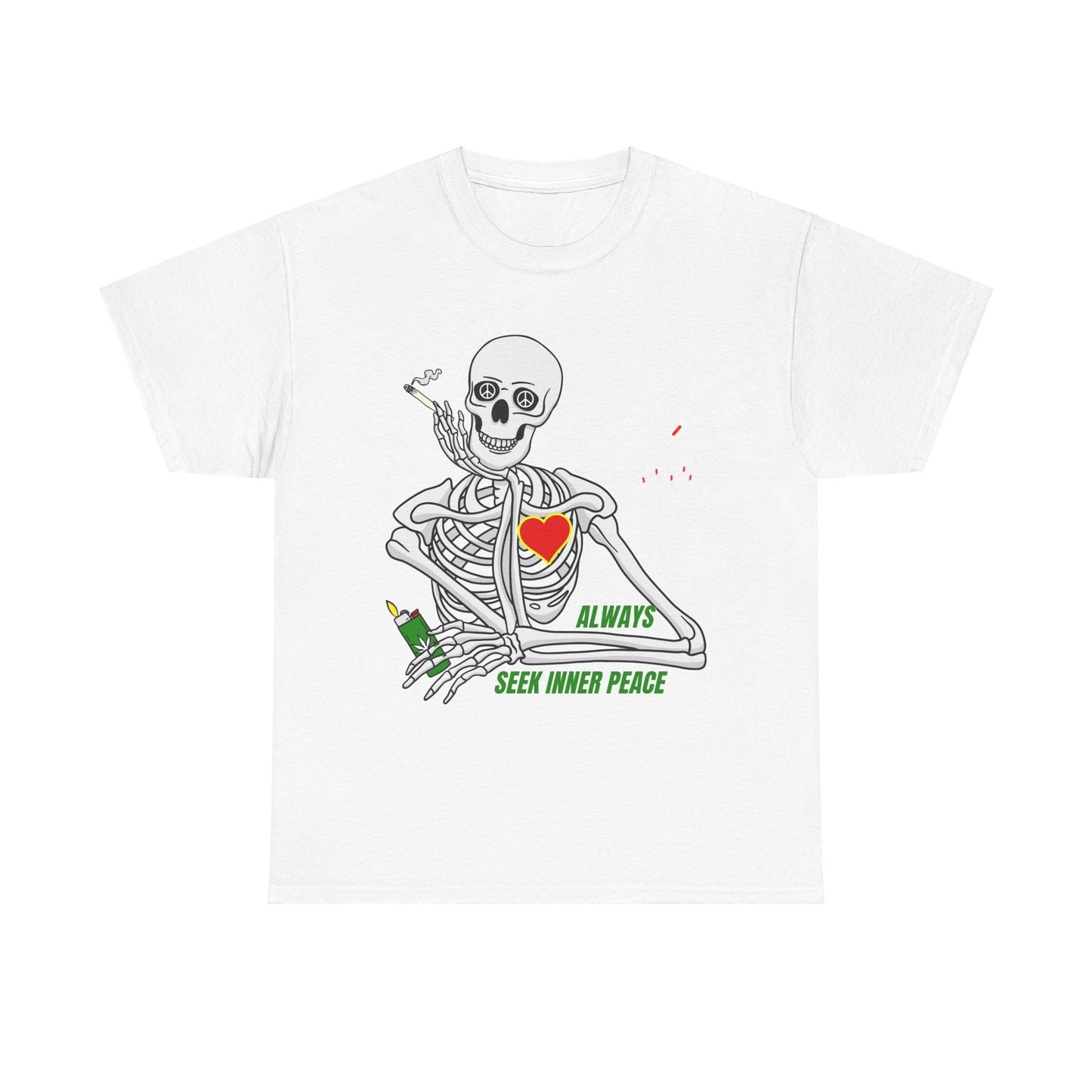 Seek Inner Peace, Weed-Smoking Halloween Skeleton Tee