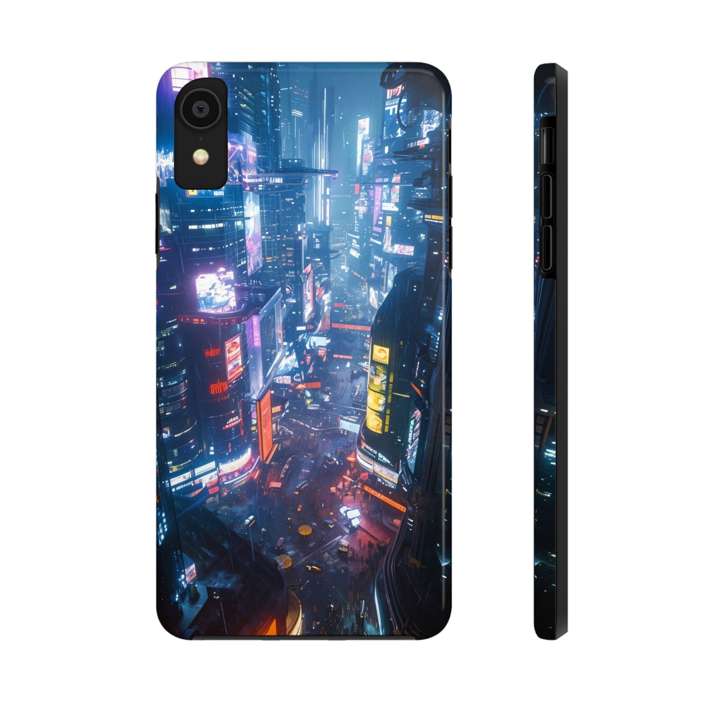 Cyberpunk Tall City, Dystopian Cyberpunk themed Phone Case with Lofi Aesthetic and Robotic Vaporwave Endless Landscape