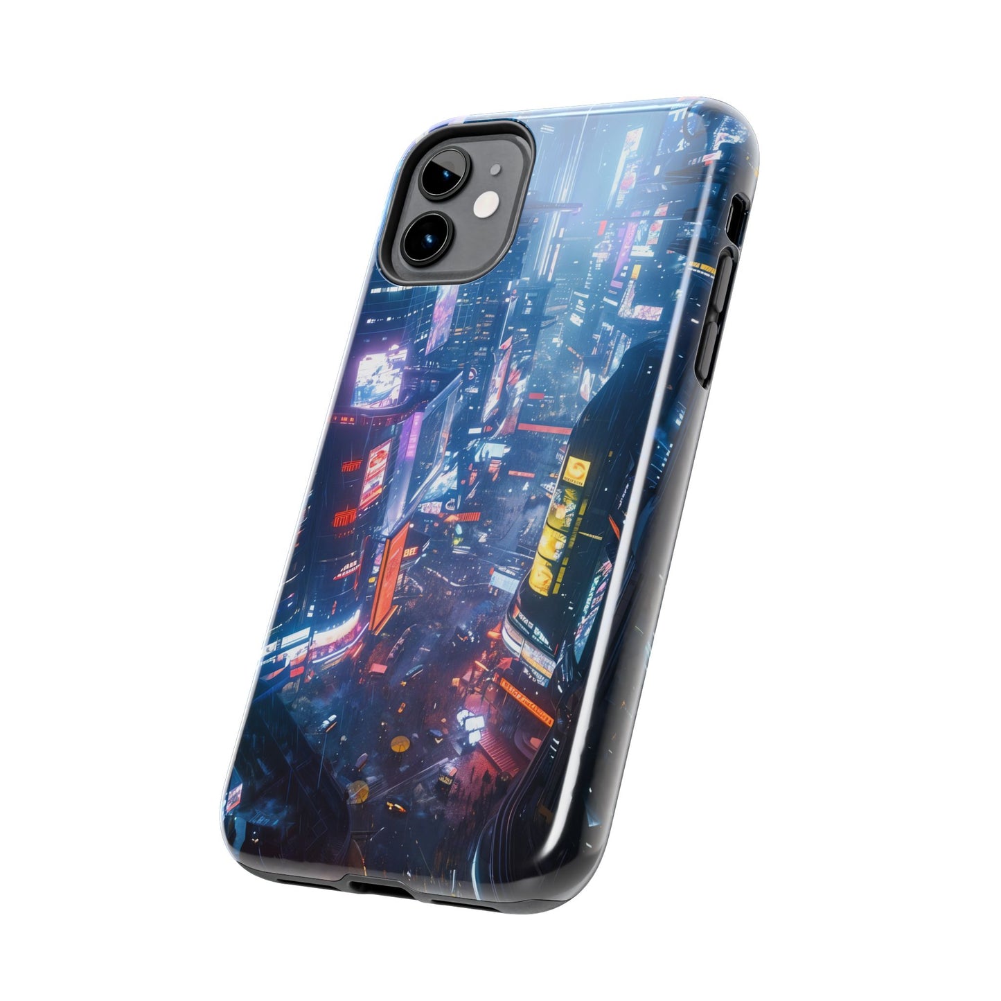 Cyberpunk Tall City, Dystopian Cyberpunk themed Phone Case with Lofi Aesthetic and Robotic Vaporwave Endless Landscape