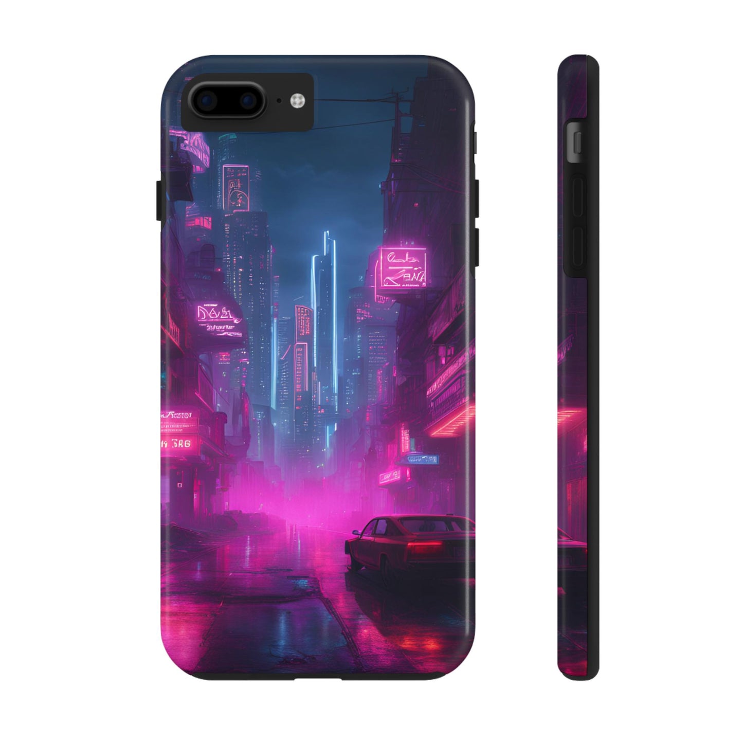 Cyberpunk Neon in a Dystopian Theme Phone Case with Lofi Aesthetic and Robotic Vaporwave Landscape