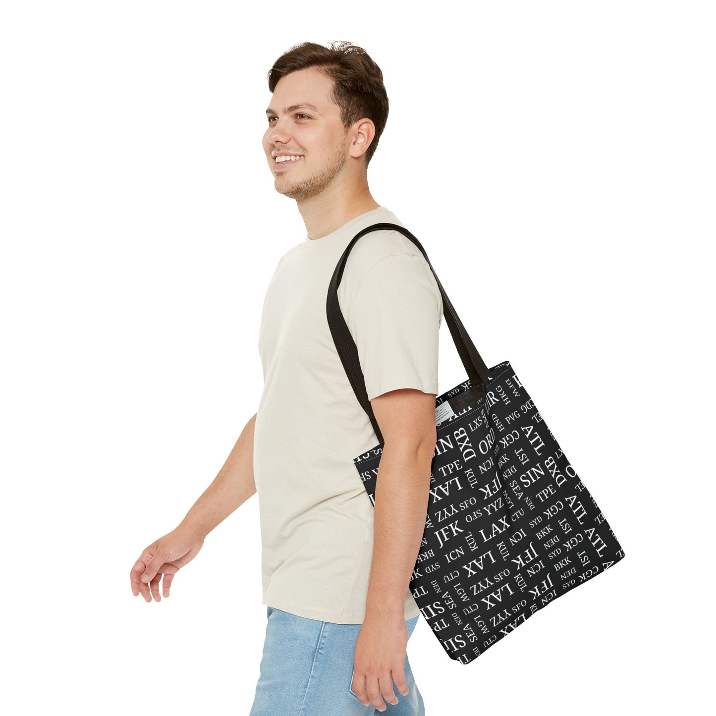 Black, Airport Code Designer Tote Bag Accessory for Travel Lovers