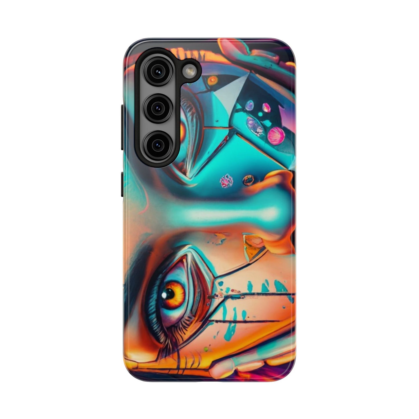 Cybergirl, Dystopian Cyberpunk themed Phone Case with Lofi Aesthetic and Robotic Vaporwave Feel