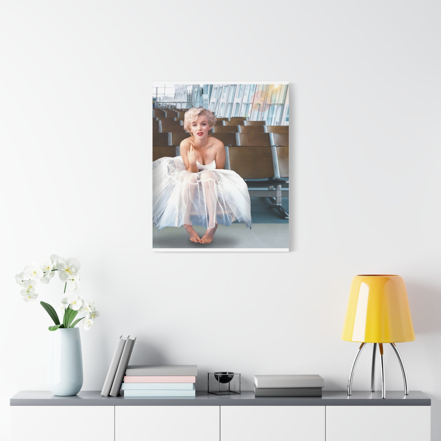 Marilyn Monroe Ballerina at an International Airport Terminal, Matte Canvas, Stretched (Kiss Hug Five)