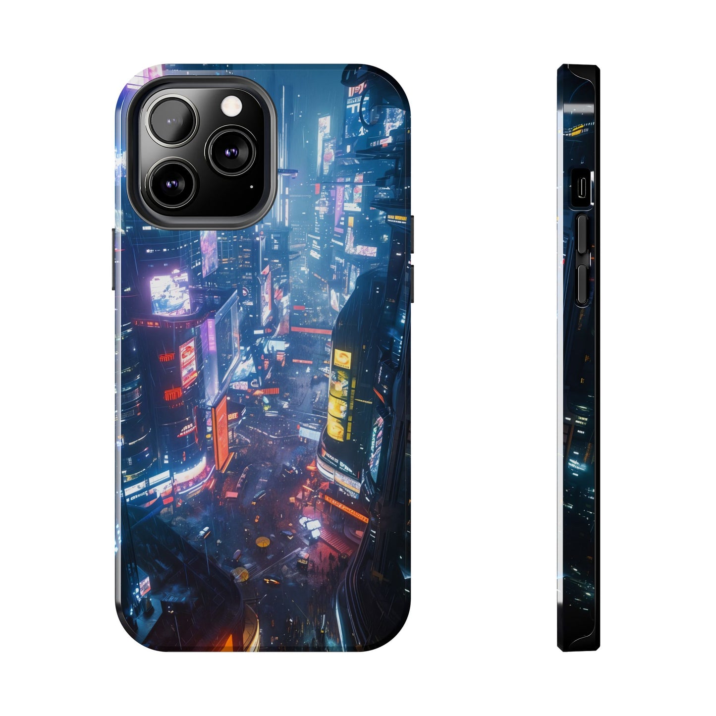 Cyberpunk Tall City, Dystopian Cyberpunk themed Phone Case with Lofi Aesthetic and Robotic Vaporwave Endless Landscape