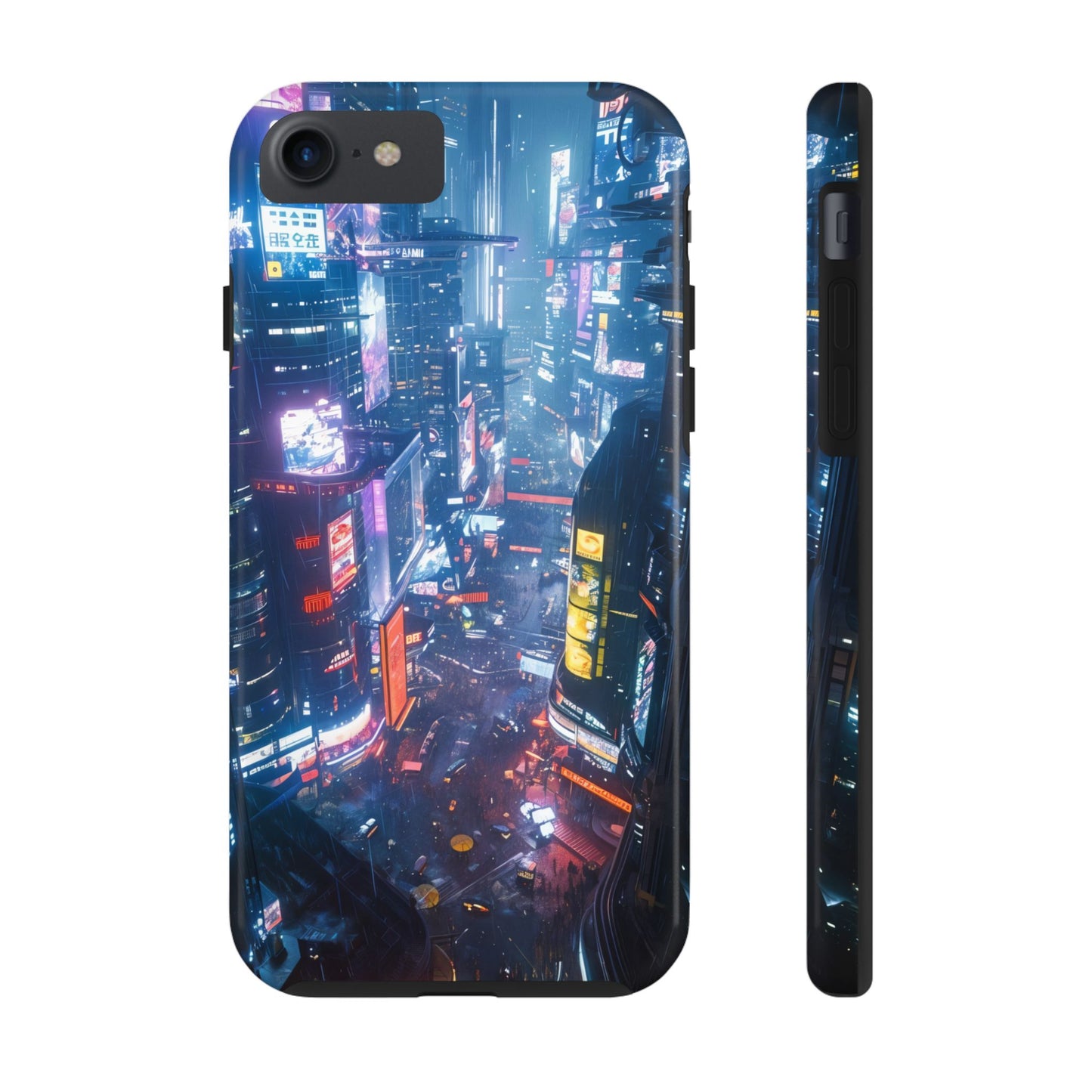 Cyberpunk Tall City, Dystopian Cyberpunk themed Phone Case with Lofi Aesthetic and Robotic Vaporwave Endless Landscape