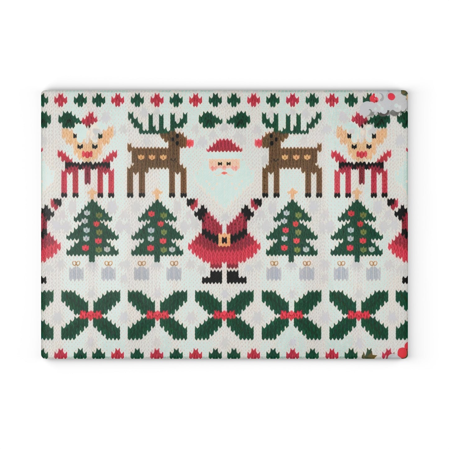 Glass Cutting Board with Ugly Christmas Sweater Knitted Pattern #2