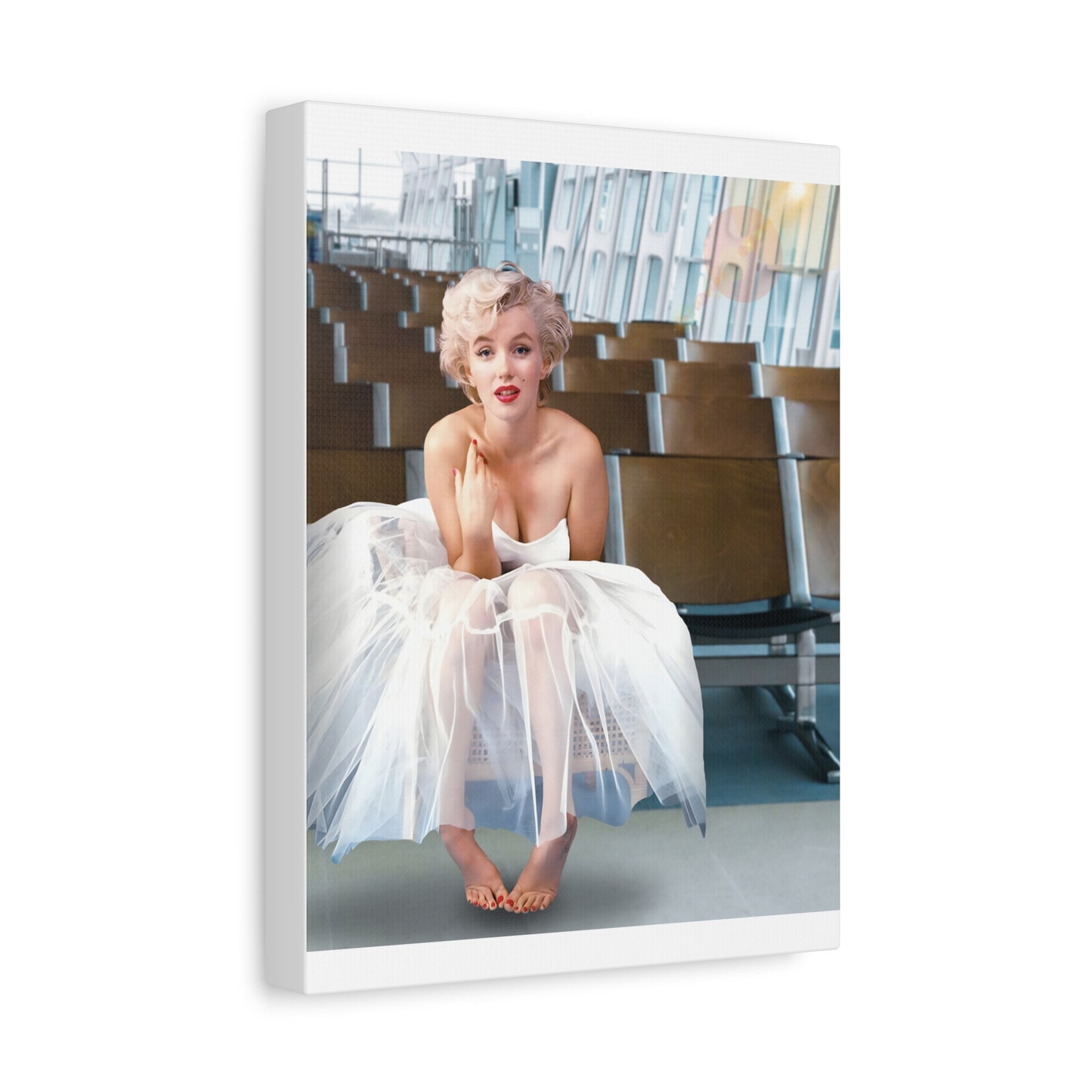 Marilyn Monroe Ballerina at an International Airport Terminal, Matte Canvas, Stretched (Kiss Hug Five)