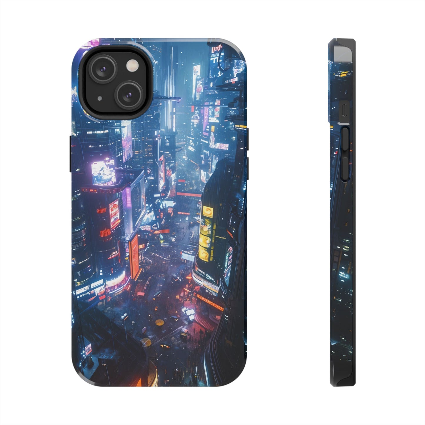 Cyberpunk Tall City, Dystopian Cyberpunk themed Phone Case with Lofi Aesthetic and Robotic Vaporwave Endless Landscape