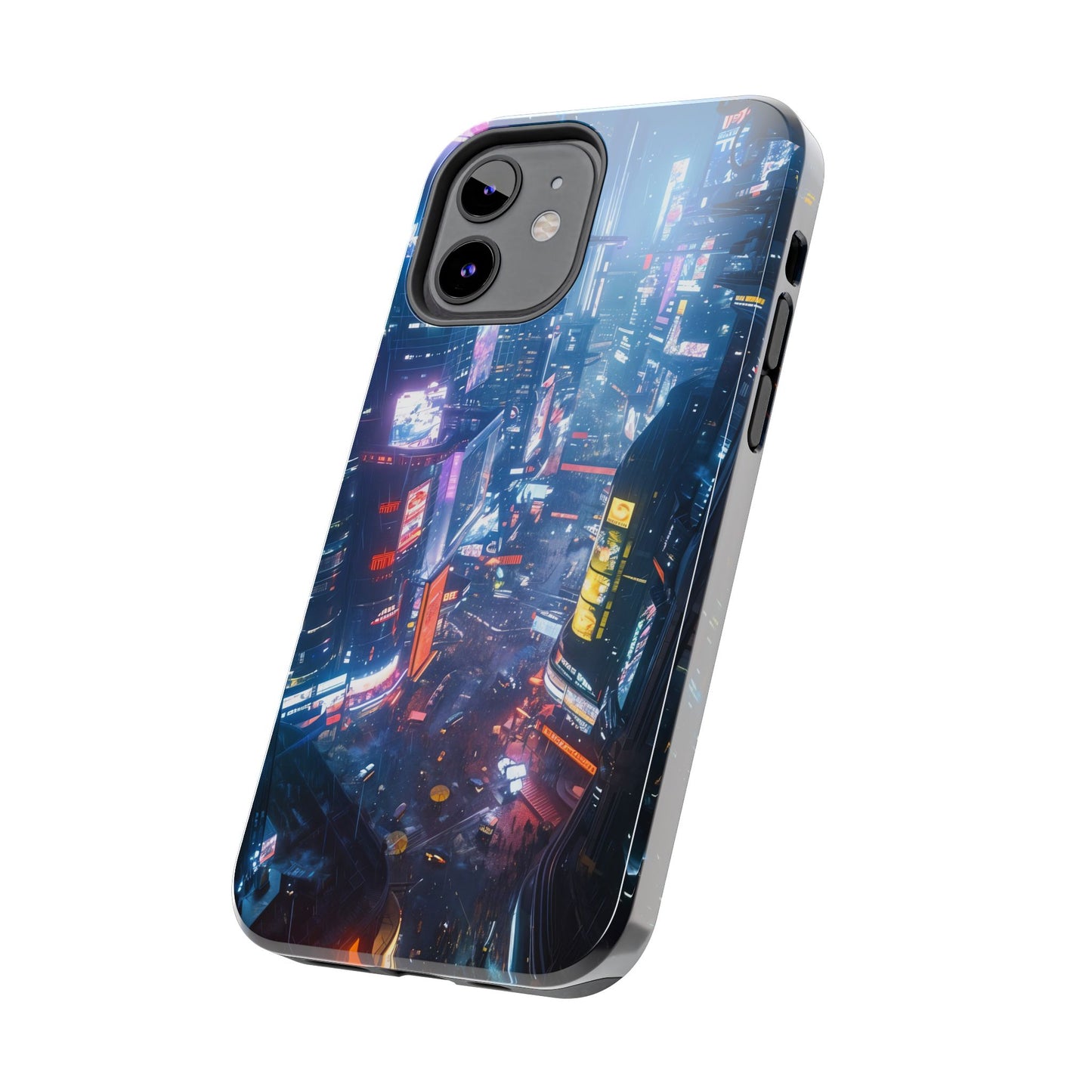 Cyberpunk Tall City, Dystopian Cyberpunk themed Phone Case with Lofi Aesthetic and Robotic Vaporwave Endless Landscape