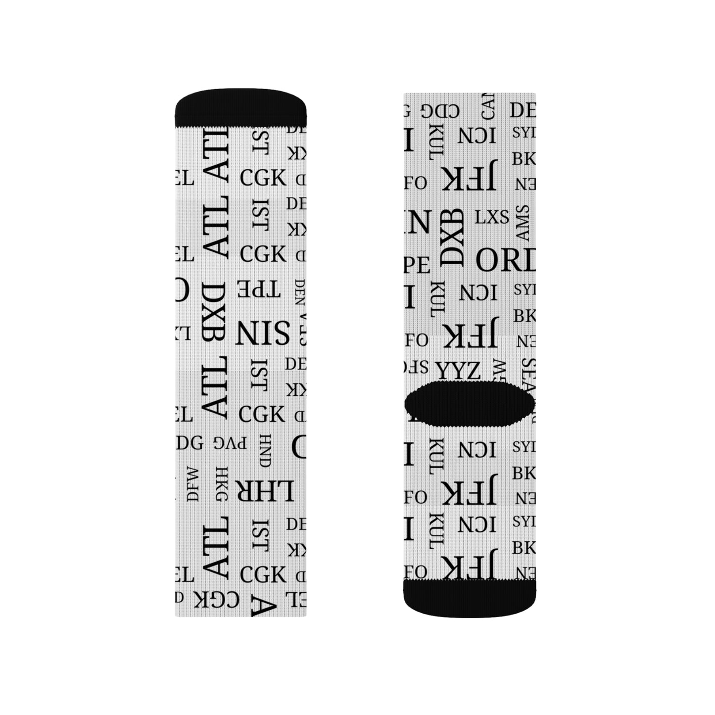 Conversation Starting Cushy Travel Socks With Airport Code Pattern