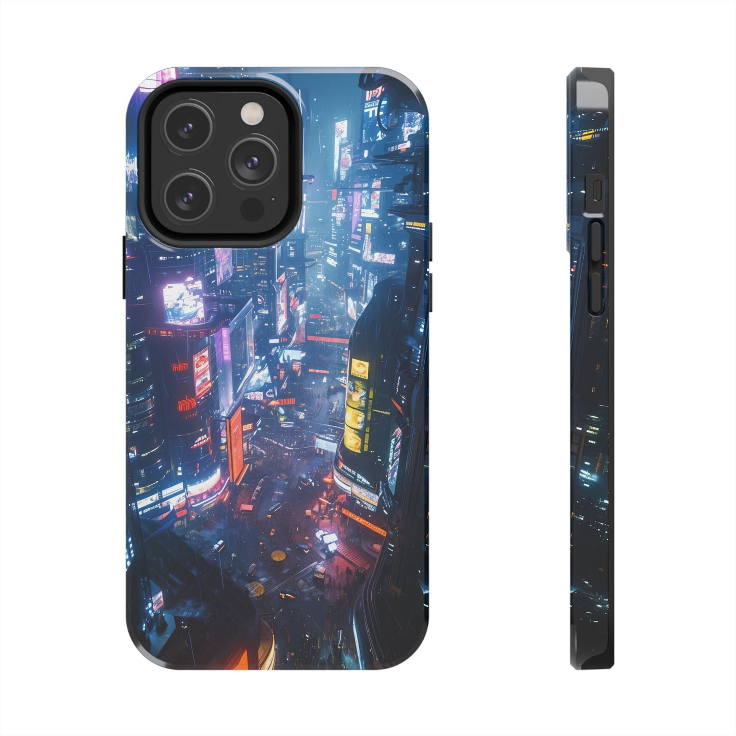 Cyberpunk Tall City, Dystopian Cyberpunk themed Phone Case with Lofi Aesthetic and Robotic Vaporwave Endless Landscape