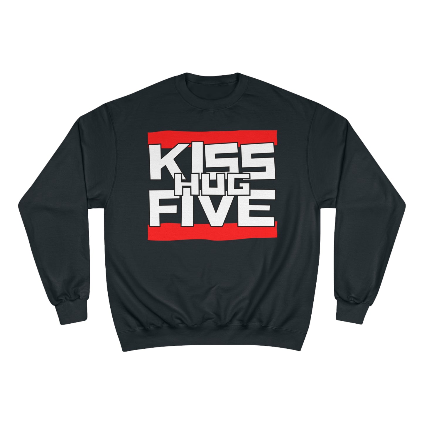 Premium Champion Sweatshirt by KissHugFive Design, Colorful Logo and Front & Back Printing