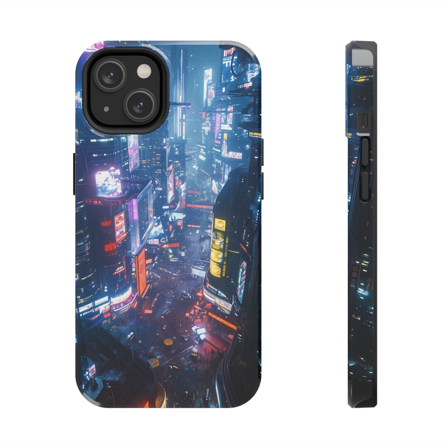 Cyberpunk Tall City, Dystopian Cyberpunk themed Phone Case with Lofi Aesthetic and Robotic Vaporwave Endless Landscape