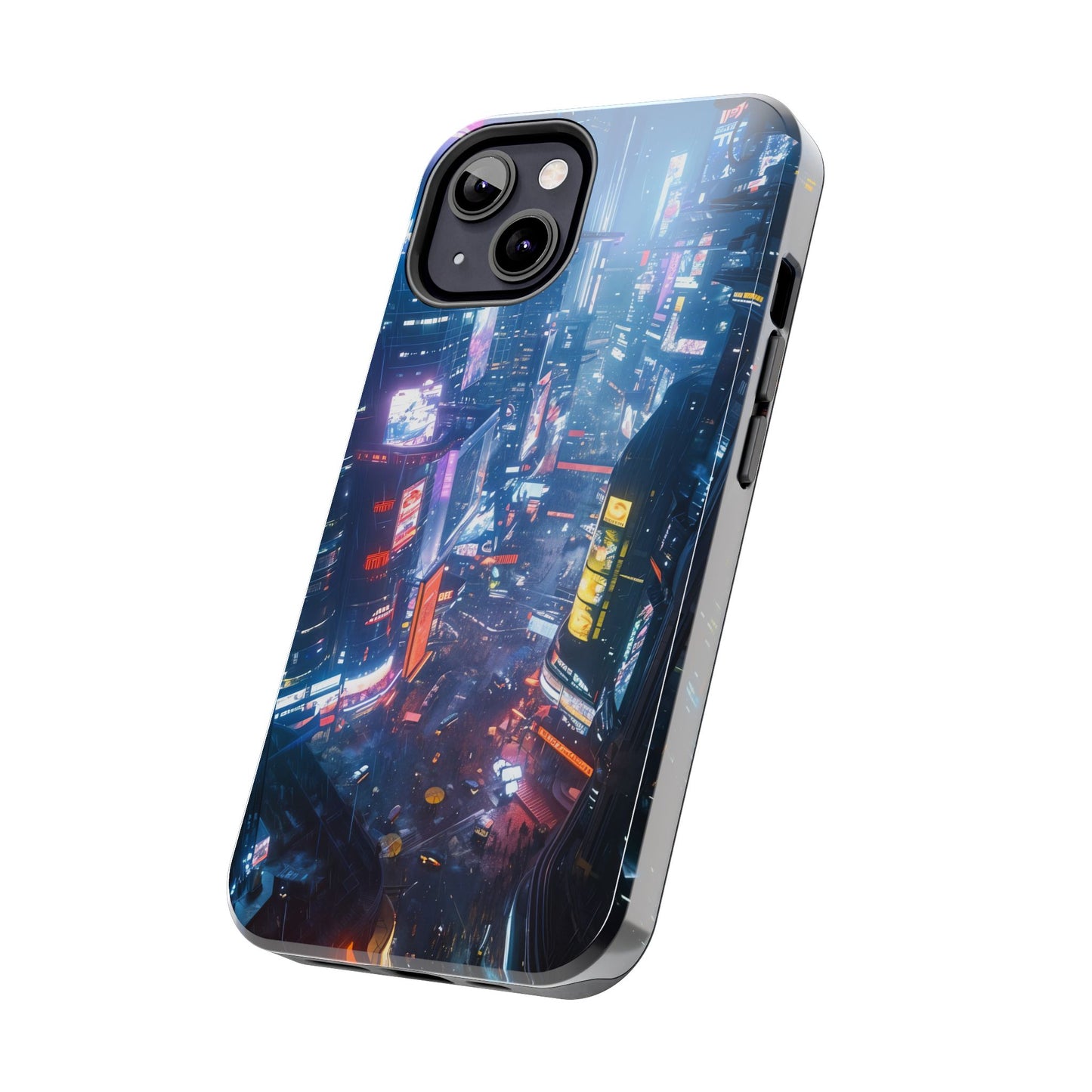 Cyberpunk Tall City, Dystopian Cyberpunk themed Phone Case with Lofi Aesthetic and Robotic Vaporwave Endless Landscape