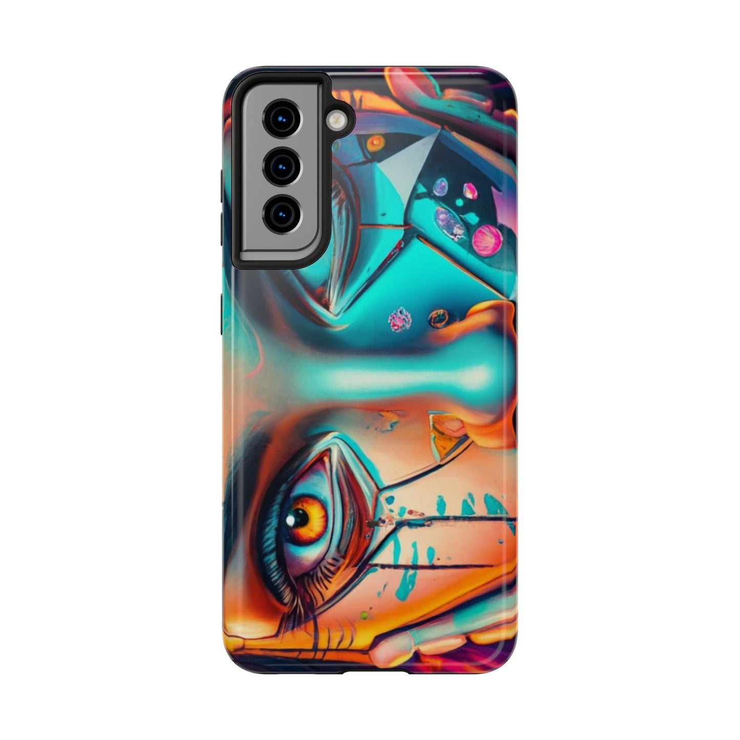 Cybergirl, Dystopian Cyberpunk themed Phone Case with Lofi Aesthetic and Robotic Vaporwave Feel